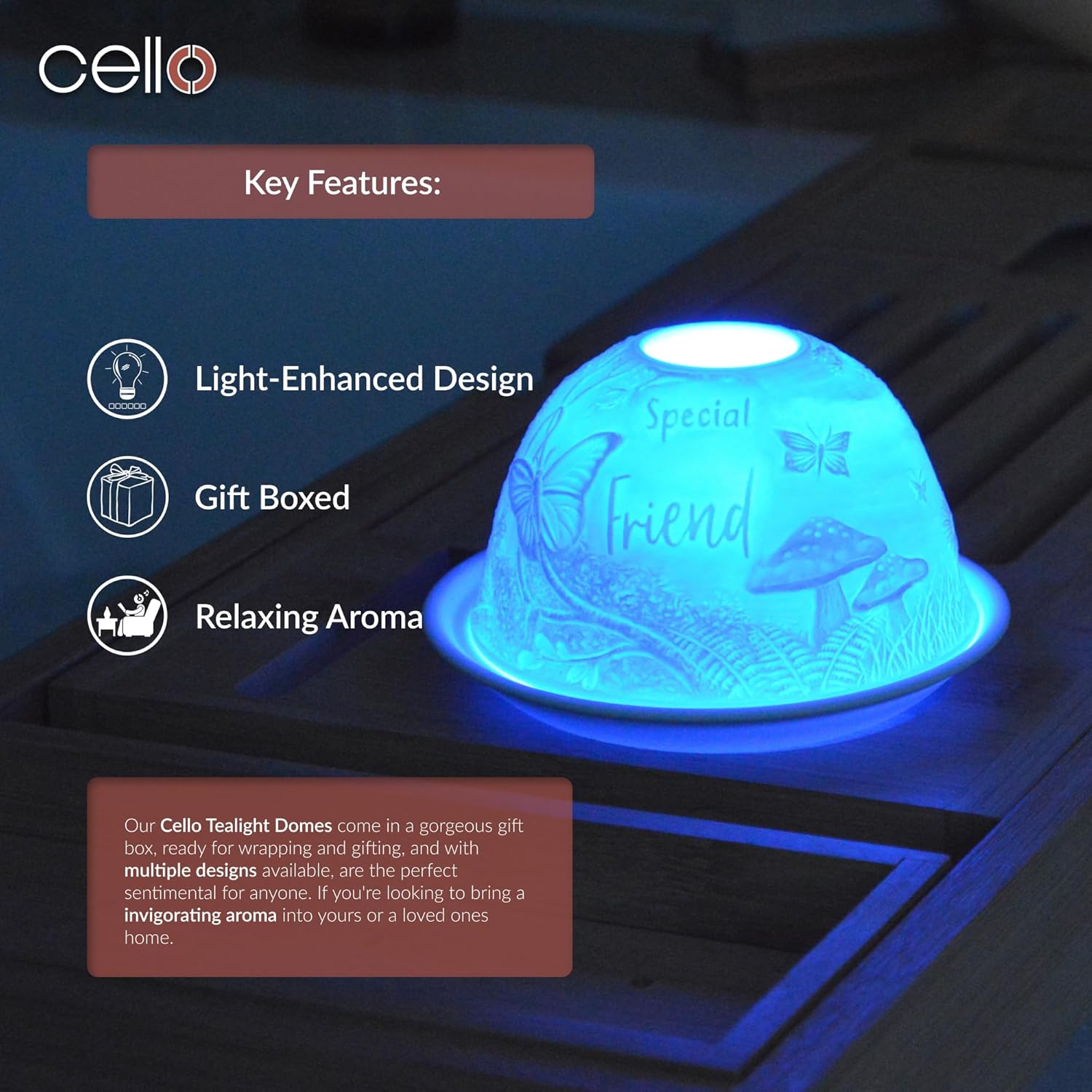 Thumbnail 4 de Cello Special Friend Woodland – Porzellan-Kerzenhalter mit Liebesbotschaft und Lithophan