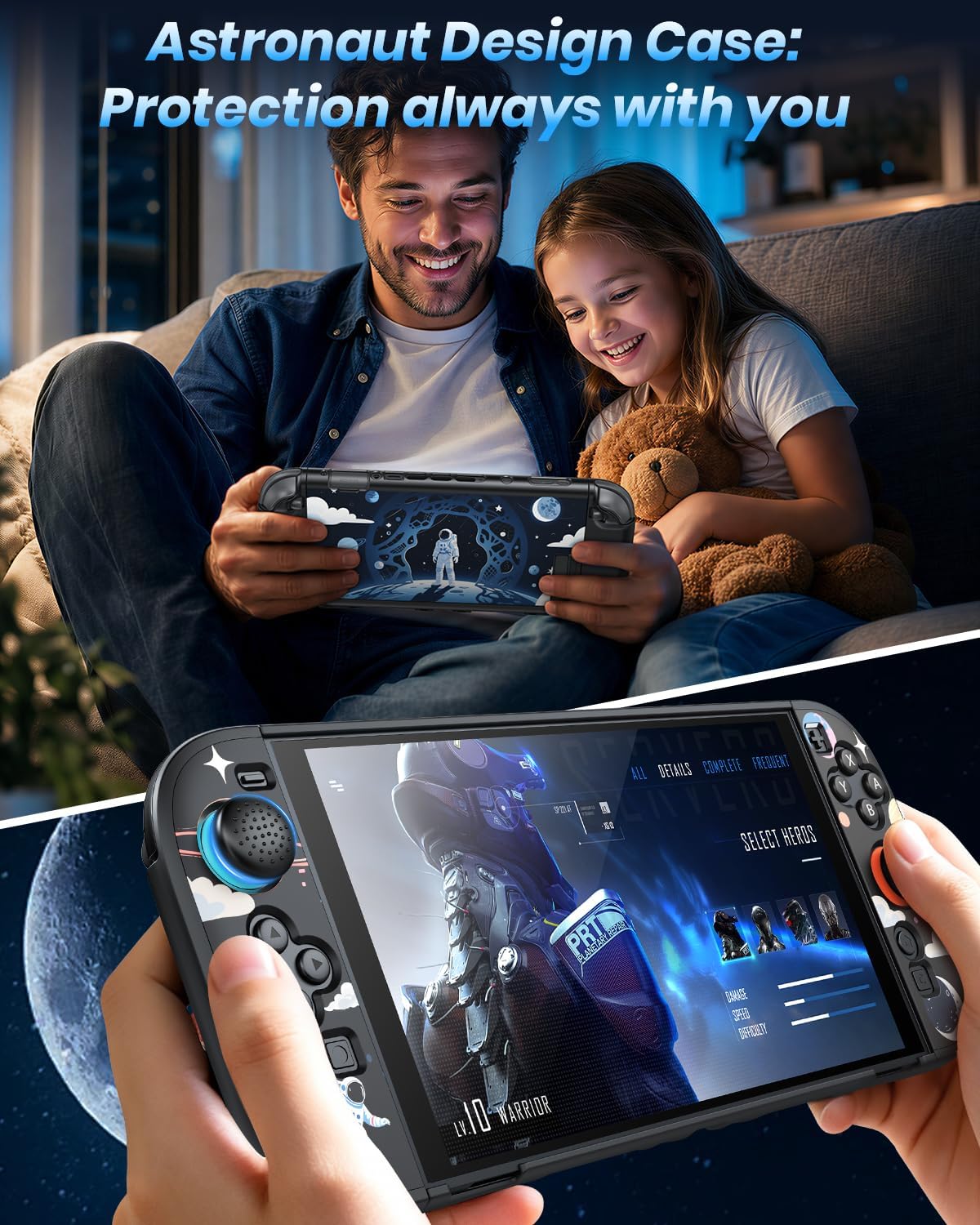 Detalle de FYOUNG Dockable Protective Case for Nintendo Switch 2, Slim Polycarbonate Space Pattern