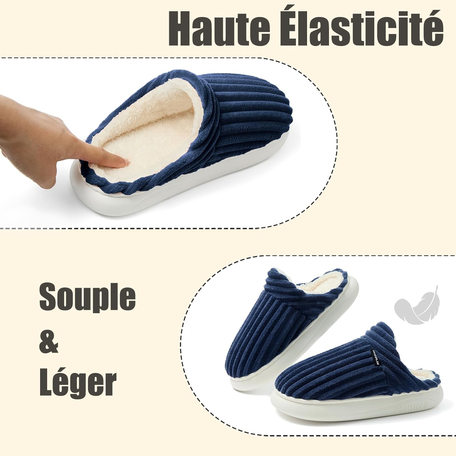 Thumbnail 5 de Donpapa Chaussons d’Hiver pour Femme et Homme — Confort en peluche avec mémoire et semelle antidérapante