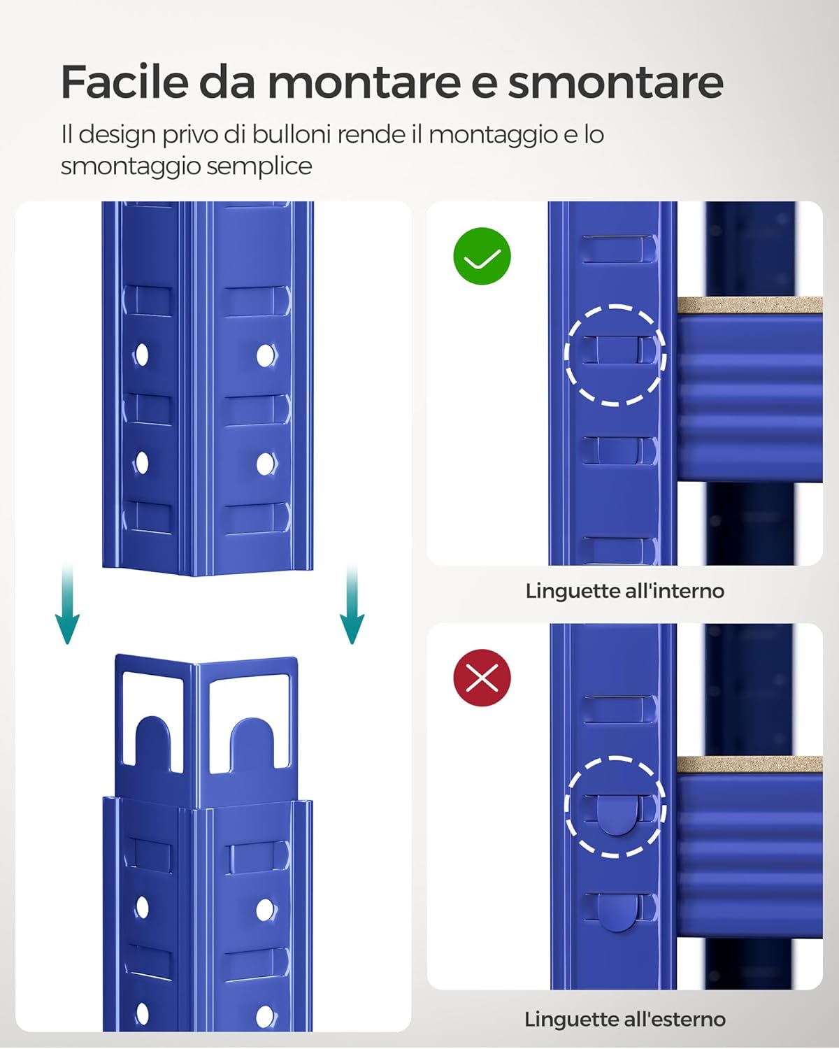 Thumbnail 5 de SONGMICS Set scaffali in metallo 50x100x200 blu GLR050Q02