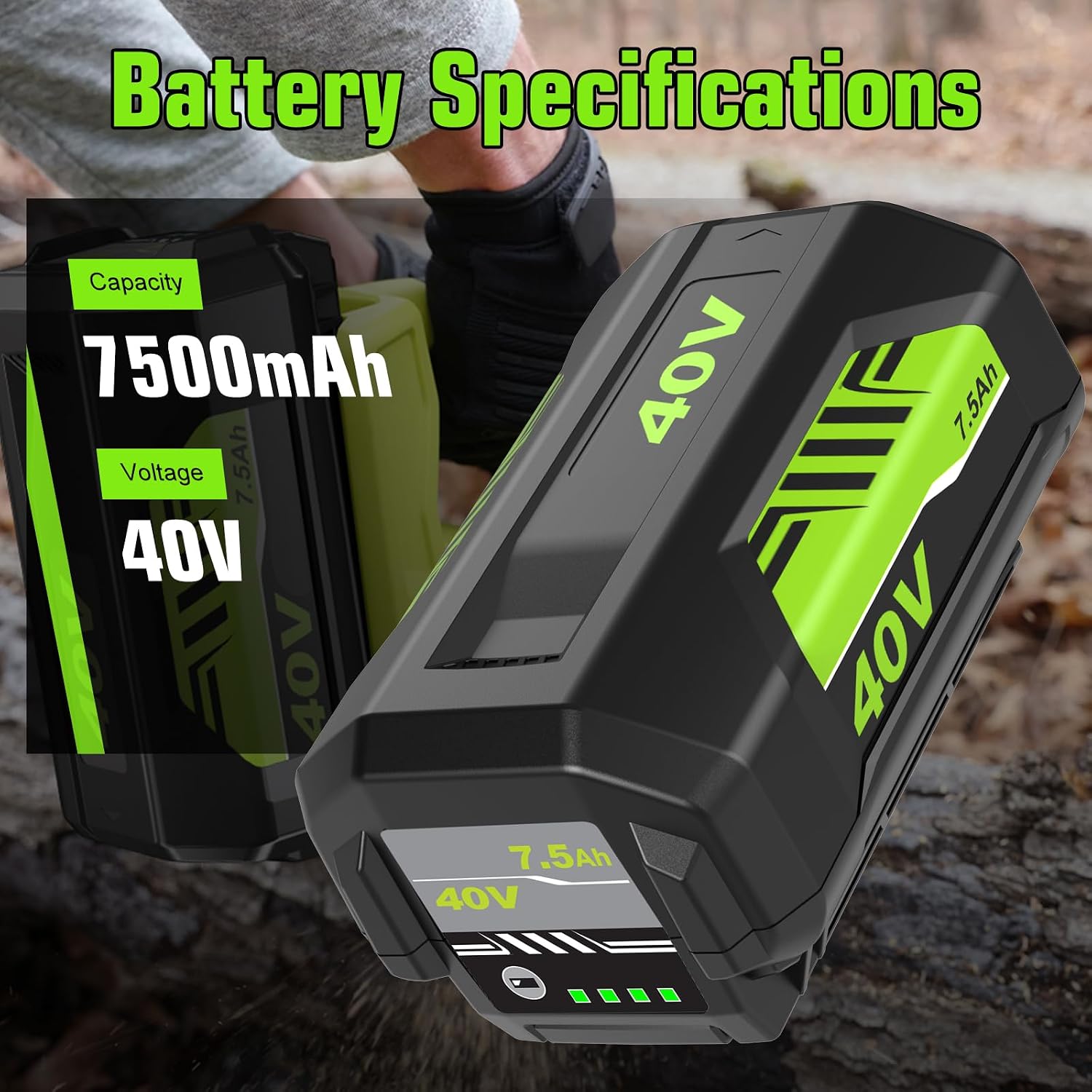 Detalle 2 de OHYES BAT OP4075A 40V Replacement Batteries, 7,500mAh, 2-Pack