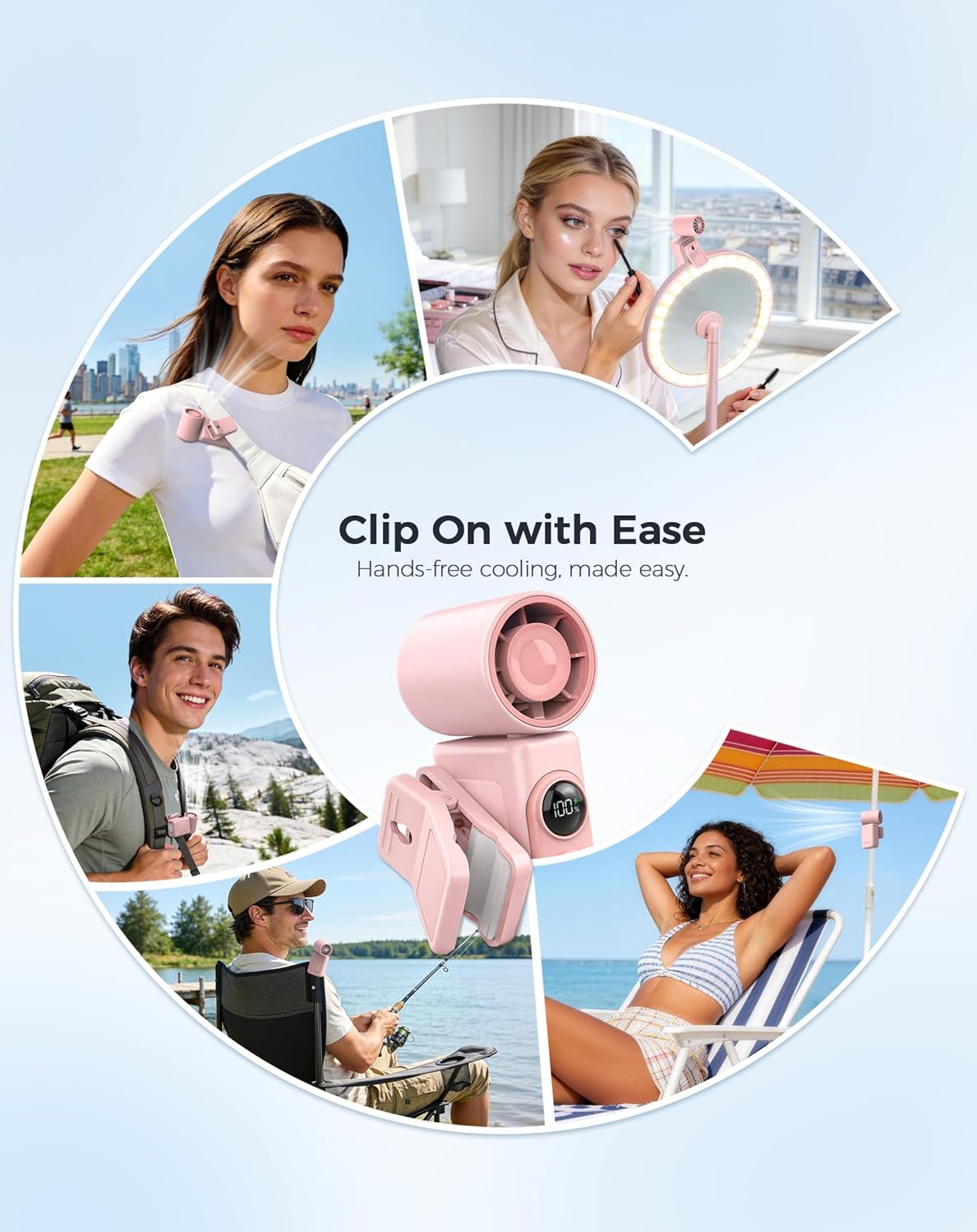 Thumbnail 4 de Hotsales Clip-On Portable Fan (13500 RPM) Rechargeable Mini Fan with LED Display, 360° Rotating Detachable Clip