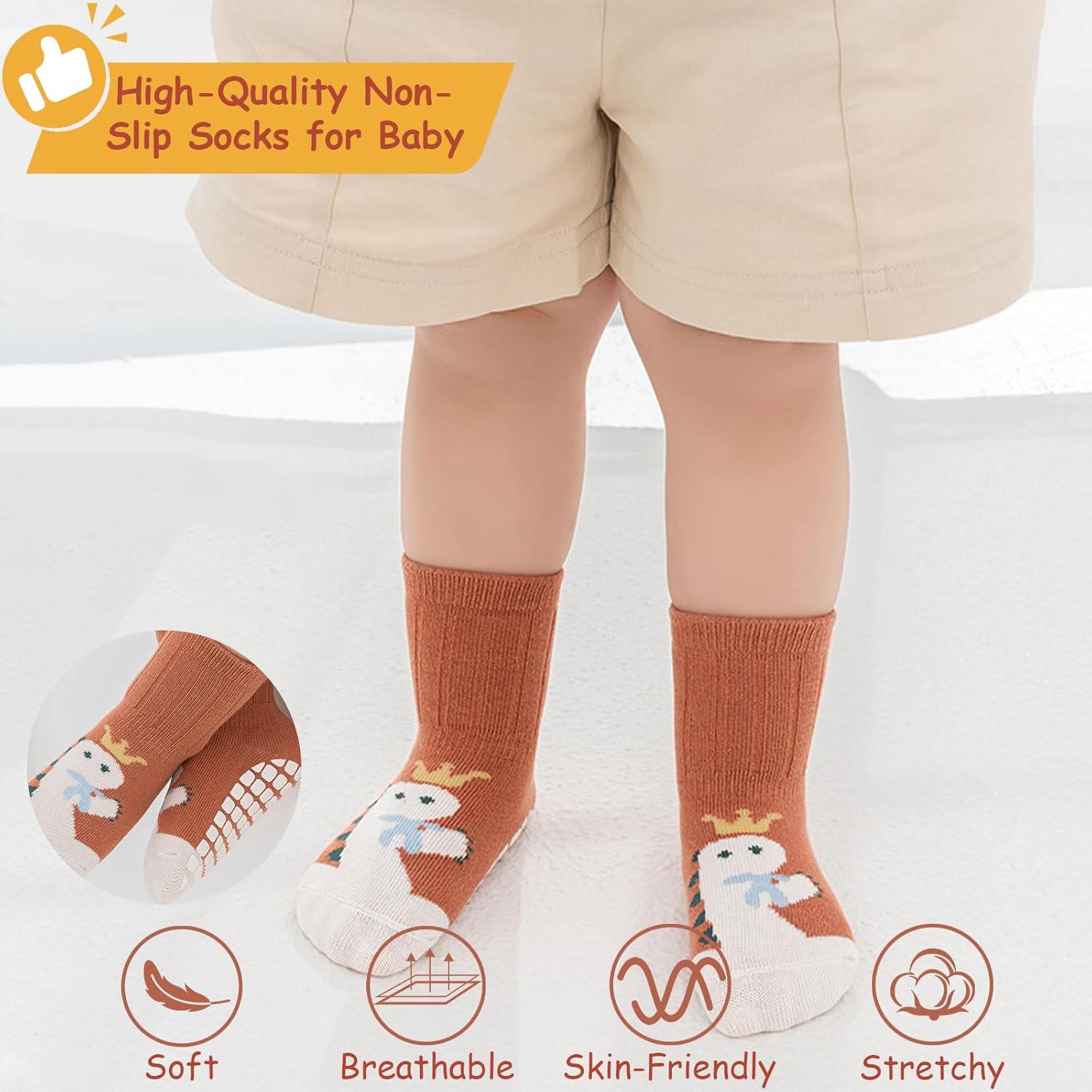 Thumbnail 5 de ZYUPHY Calzini antiscivolo bambino in cotone (5 paia) per neonati 0-5 anni