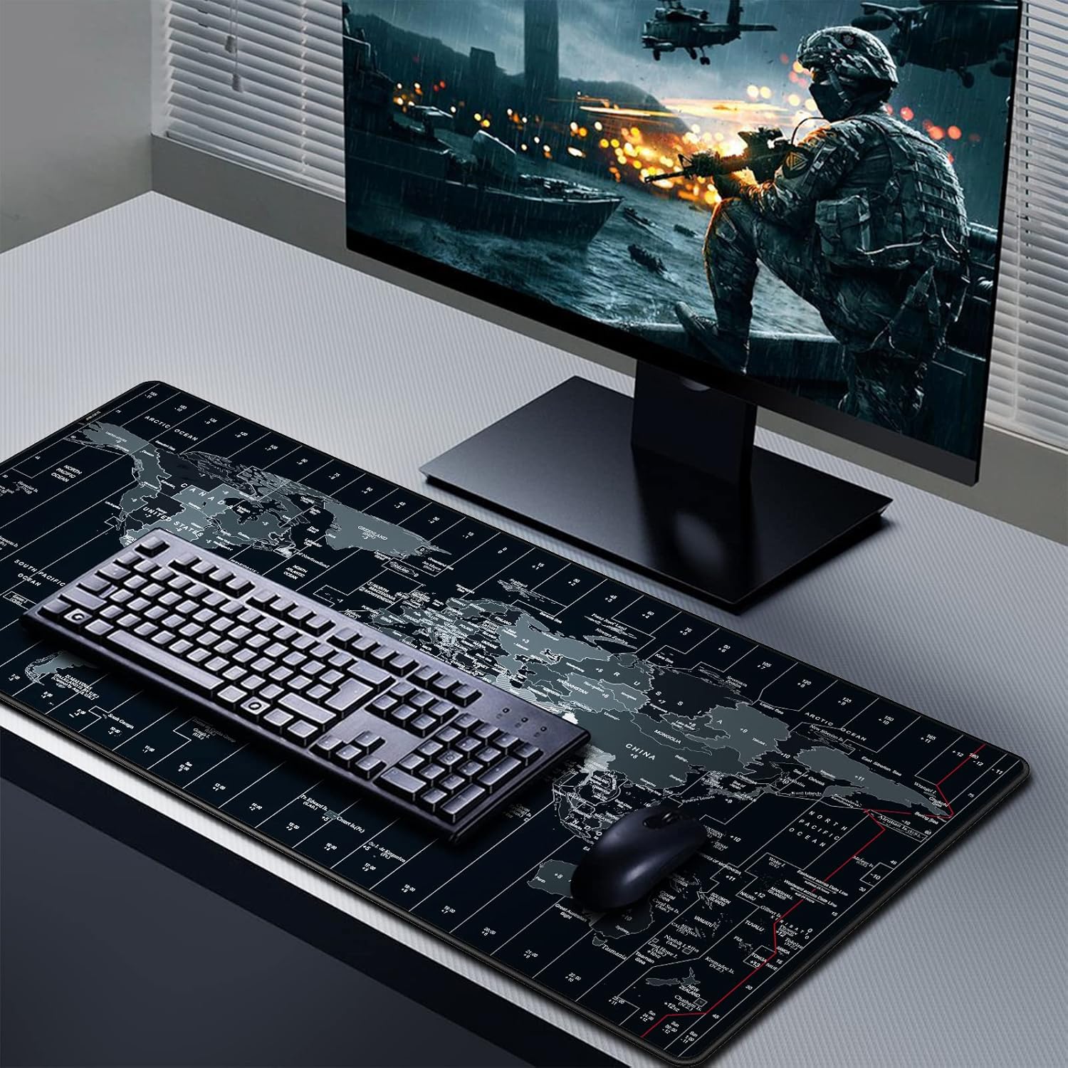 Thumbnail 4 de JIALONG Large Mouse Mat – 900x400mm World Map Desk Pad for Gaming and Office