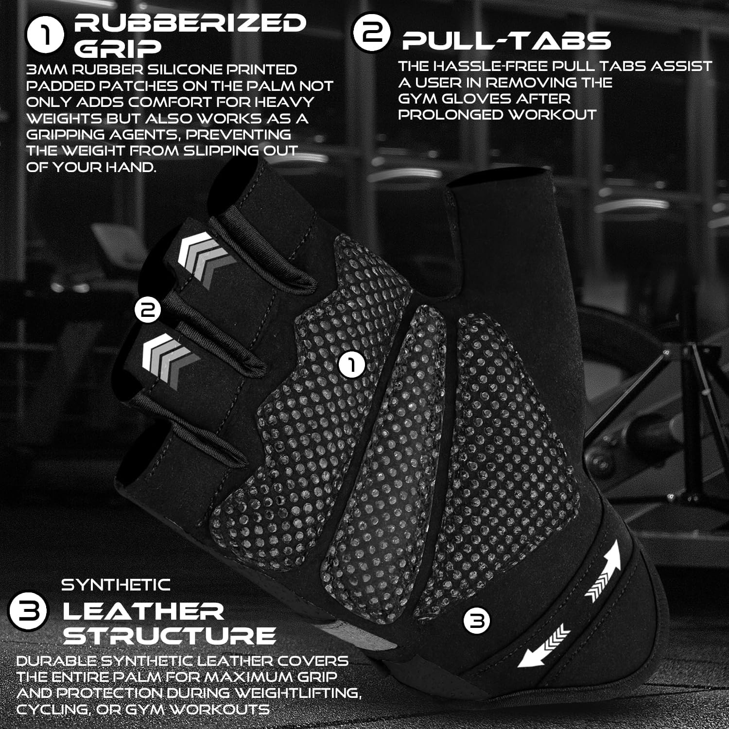 Thumbnail 2 de BEAST RAGE Fingerless Workout Gloves