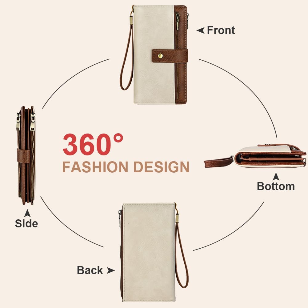 Thumbnail 6 de Vicloon portefeuille femme en cuir PU RFID avec 24 emplacements et double fermeture