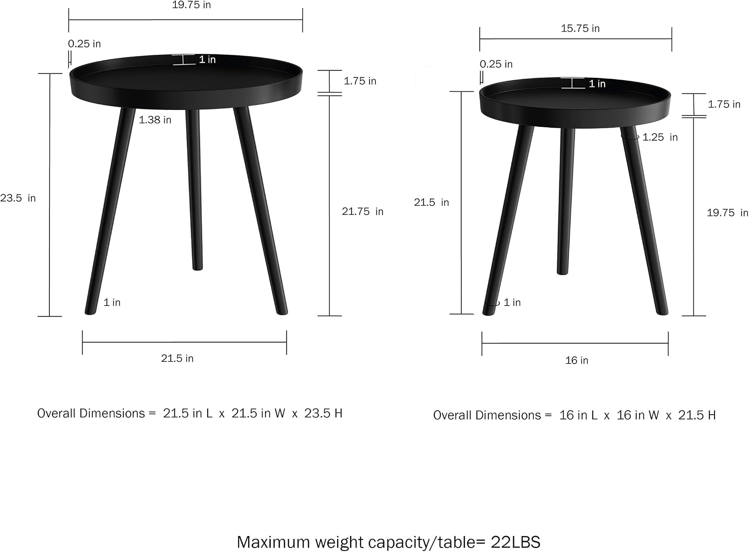 Detalle de Lavish Home Nesting Side Tables, Set of 2
