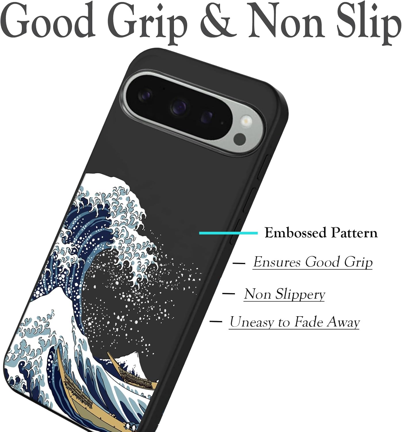 Thumbnail 2 de Unov Case for Google Pixel 9 / Pixel 9 Pro (2024) 5G – Great Wave Embossed TPU Case