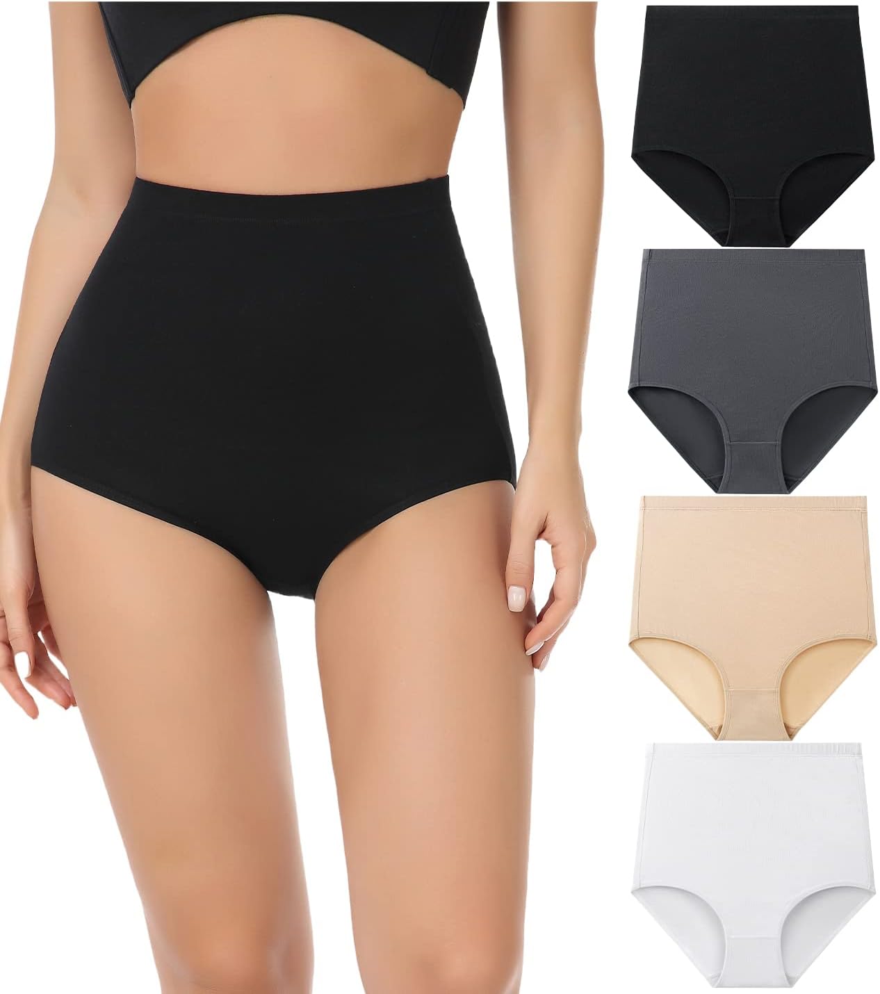 Thumbnail 6 de wirarpa Women’s Cotton Knickers Super High-Waist Briefs (4-Pack)