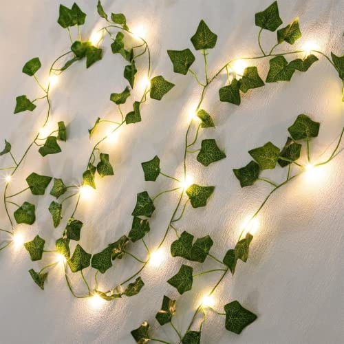 Detalle de Guirlande lumineuse Ivy A.bigwhale 2 m avec 20 LED et feuilles artificielles – décor intérieur et fête