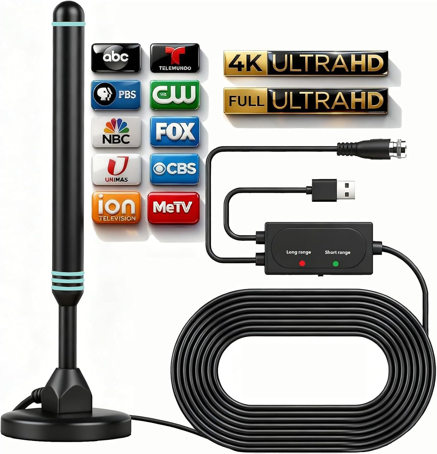 Detalle de TV Antenna Indoor for Local Channels — Long-Range, 4K/1080p HD Indoor Digital Antenna