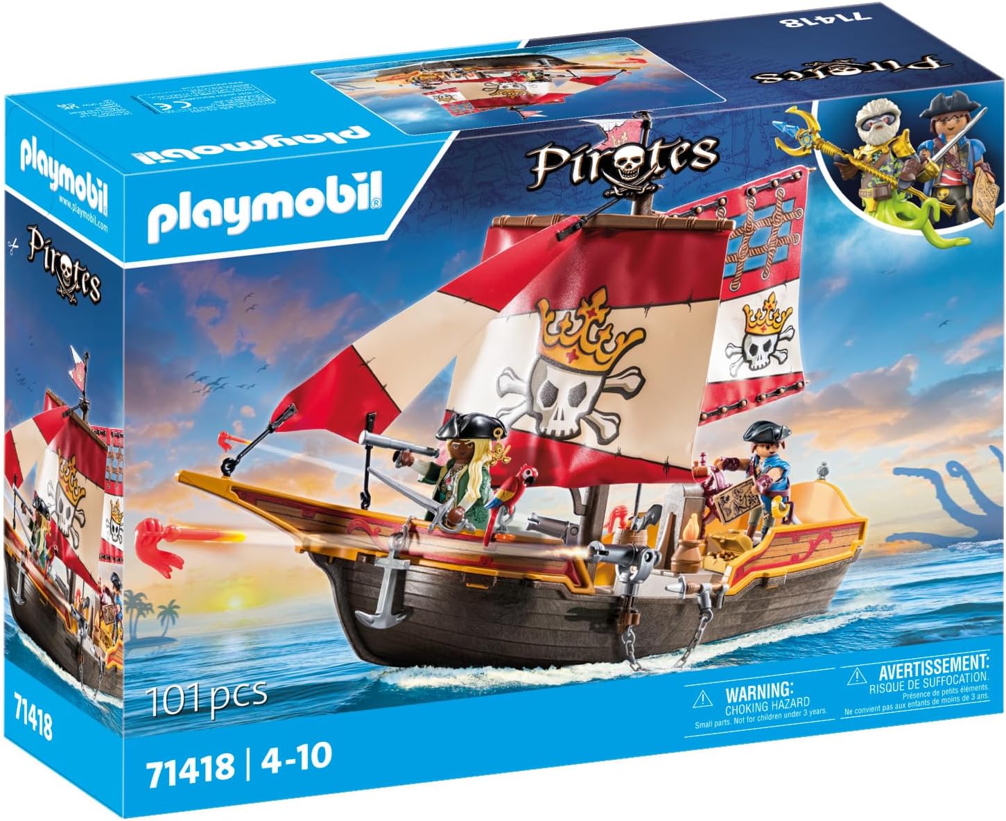 Detalle de PLAYMOBIL Pirates 71418 Piratenschiff – aufregende Abenteuer auf hoher See