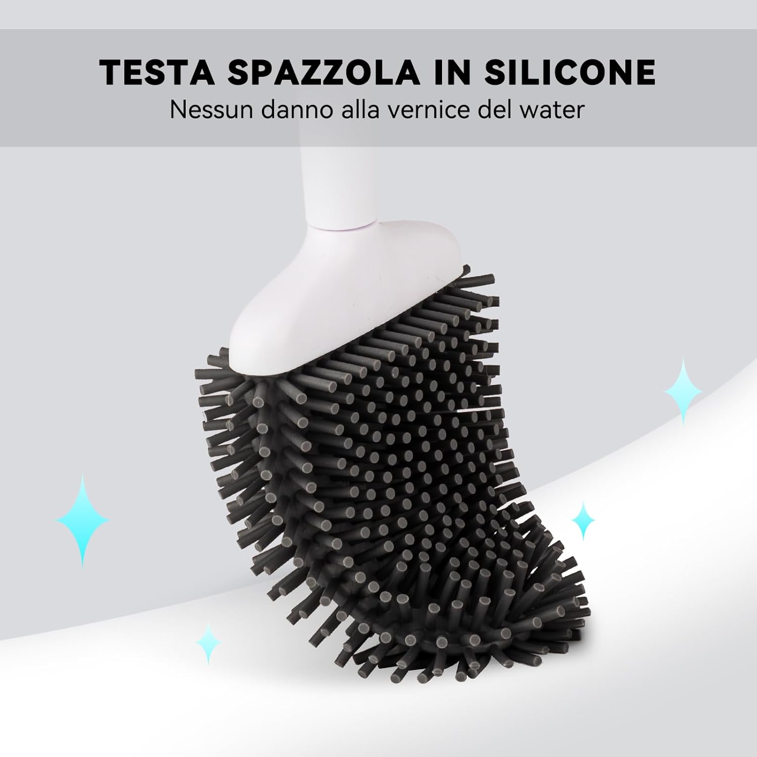 Detalle de Fowooyeen Scopino WC in silicone con base ad asciugatura rapida e staffa, bianco opaco