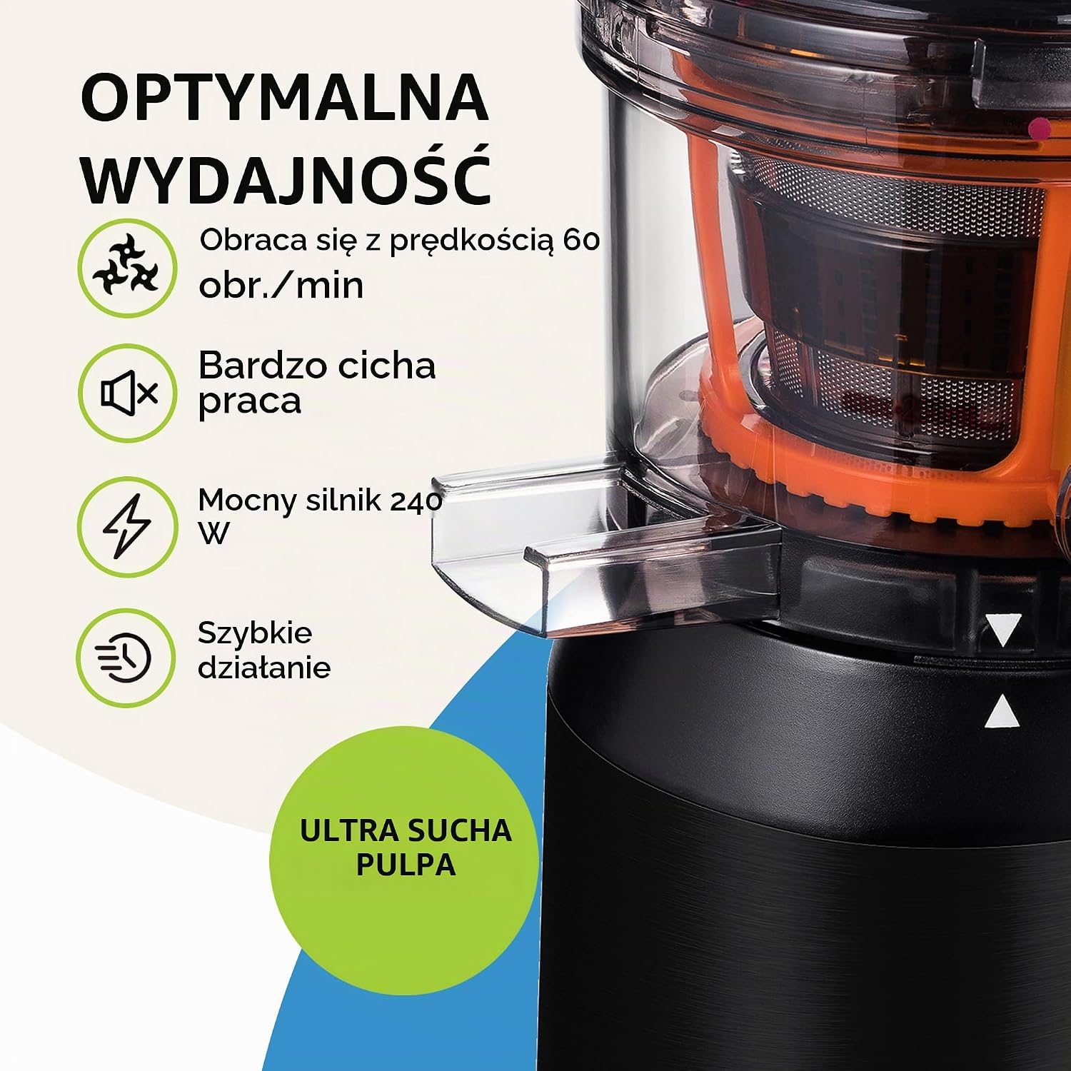 Detalle 2 de Fridja f1900 – wolnoobrotowa wyciskarka do całych owoców, 75 mm, 240 W