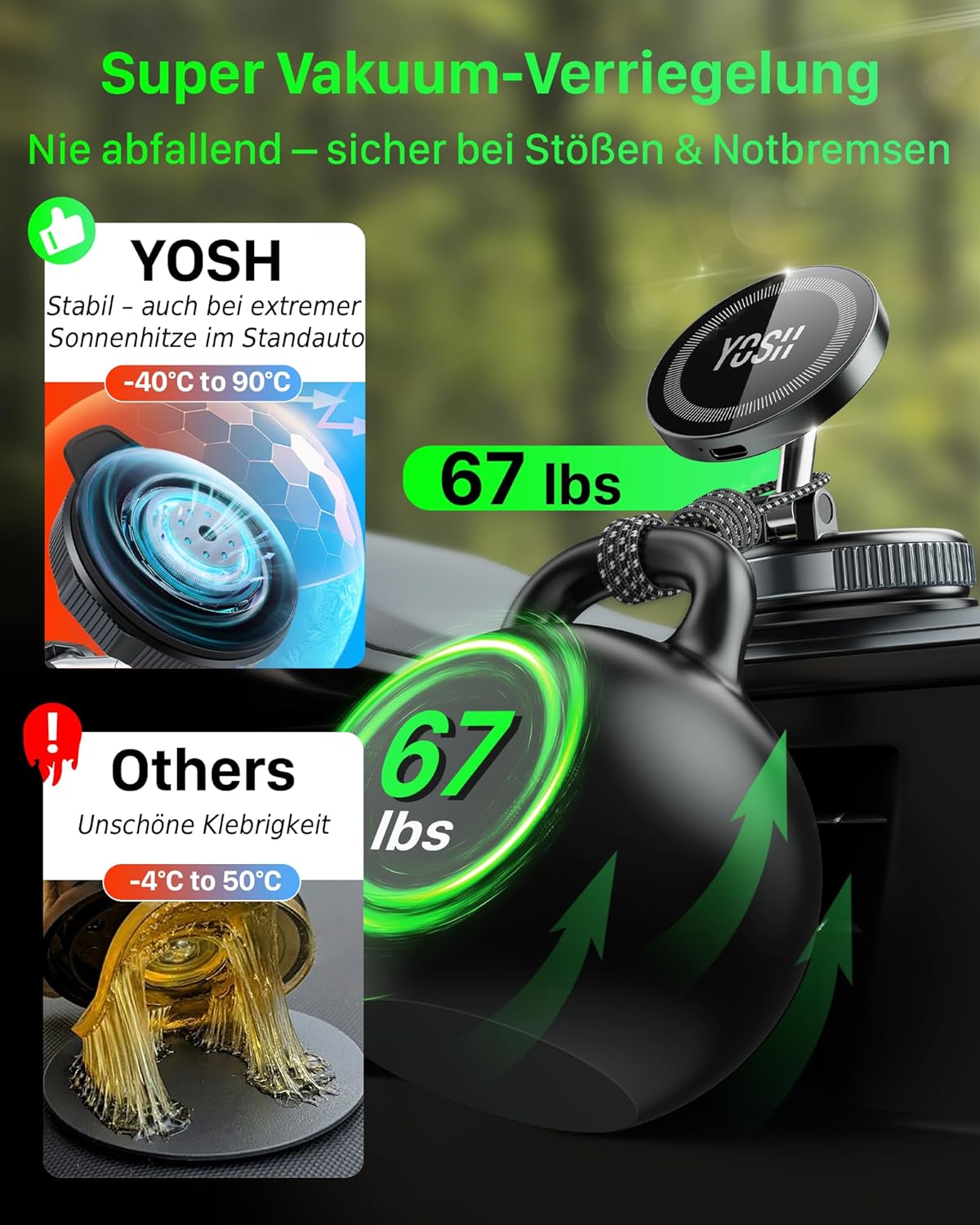 Thumbnail 1 de YOSH MagSafe Autohalterung 15W Ladefunktion