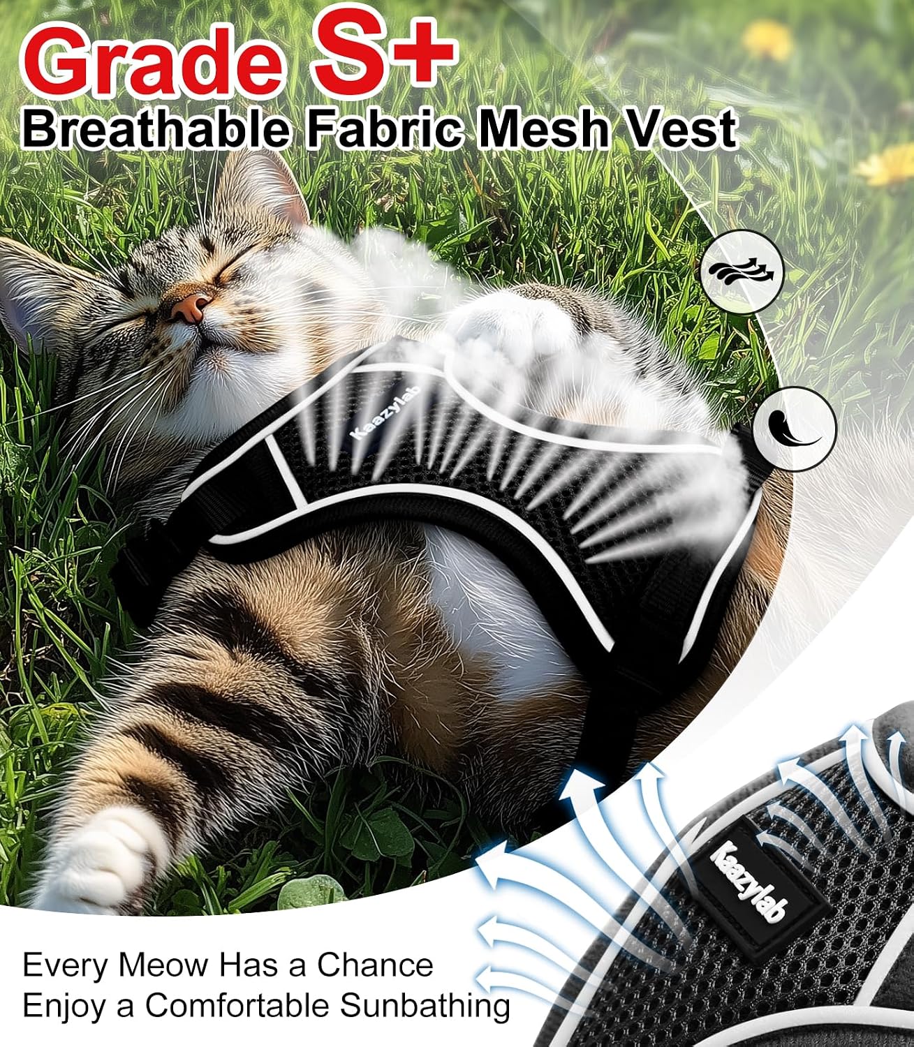 Detalle 2 de Cat Harness and Leash S breathable adjustable vest 🐾