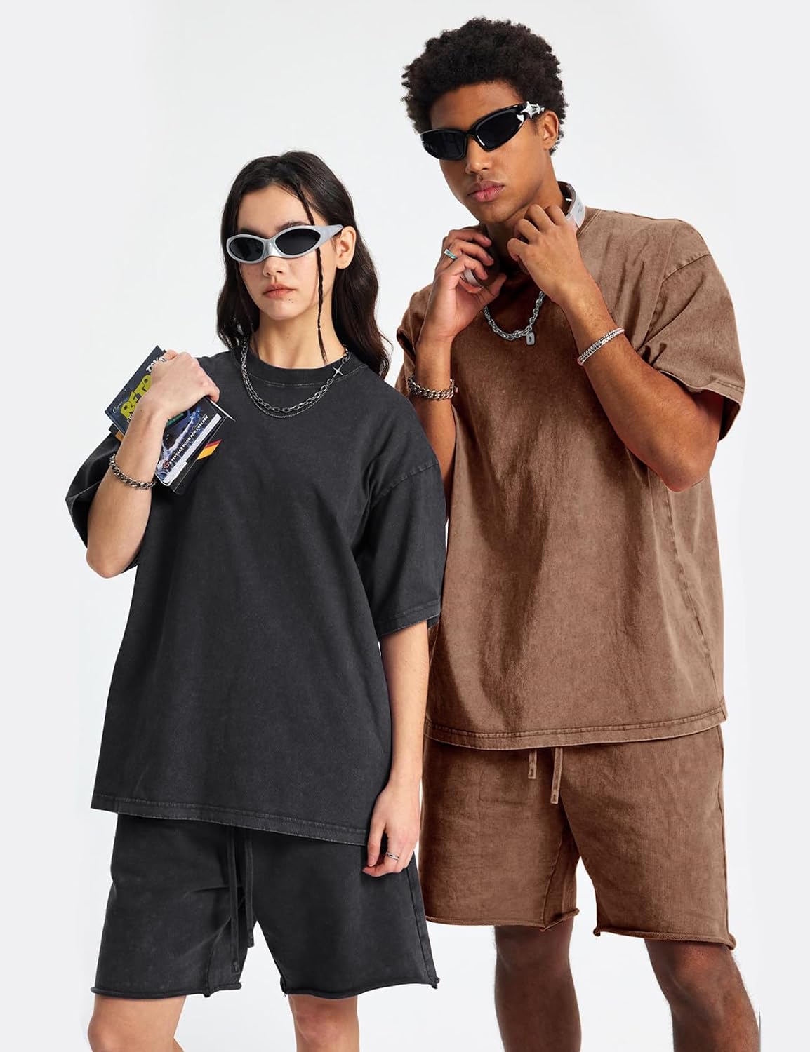 Detalle de Arssm Oversized T-Shirts for Men: Acid Wash, Vintage Cotton, Loose Fit Baggy Tees
