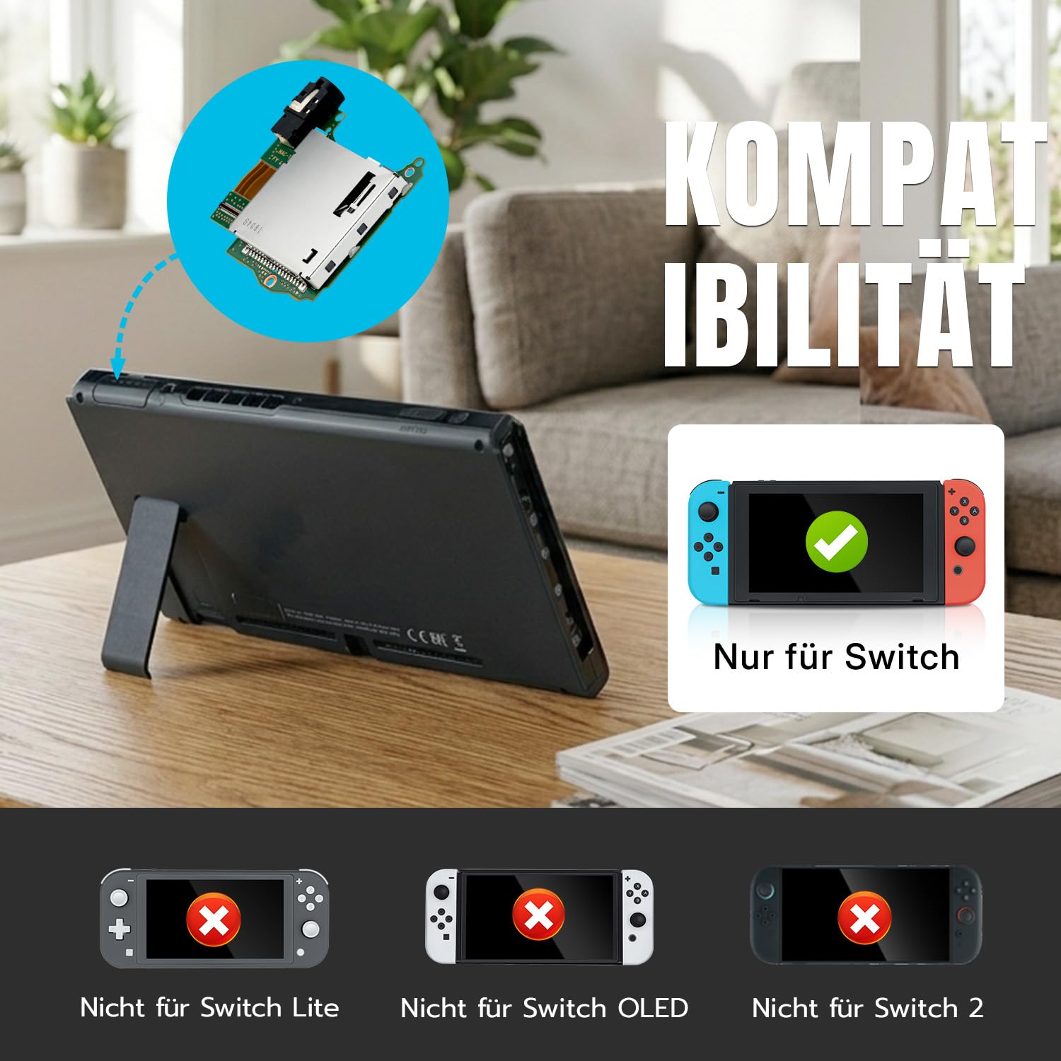Detalle 2 de Wigearss Host Reader Slot – Kartenleser-Platine mit Kopfhörerbuchse für Nintendo Switch HAC-001