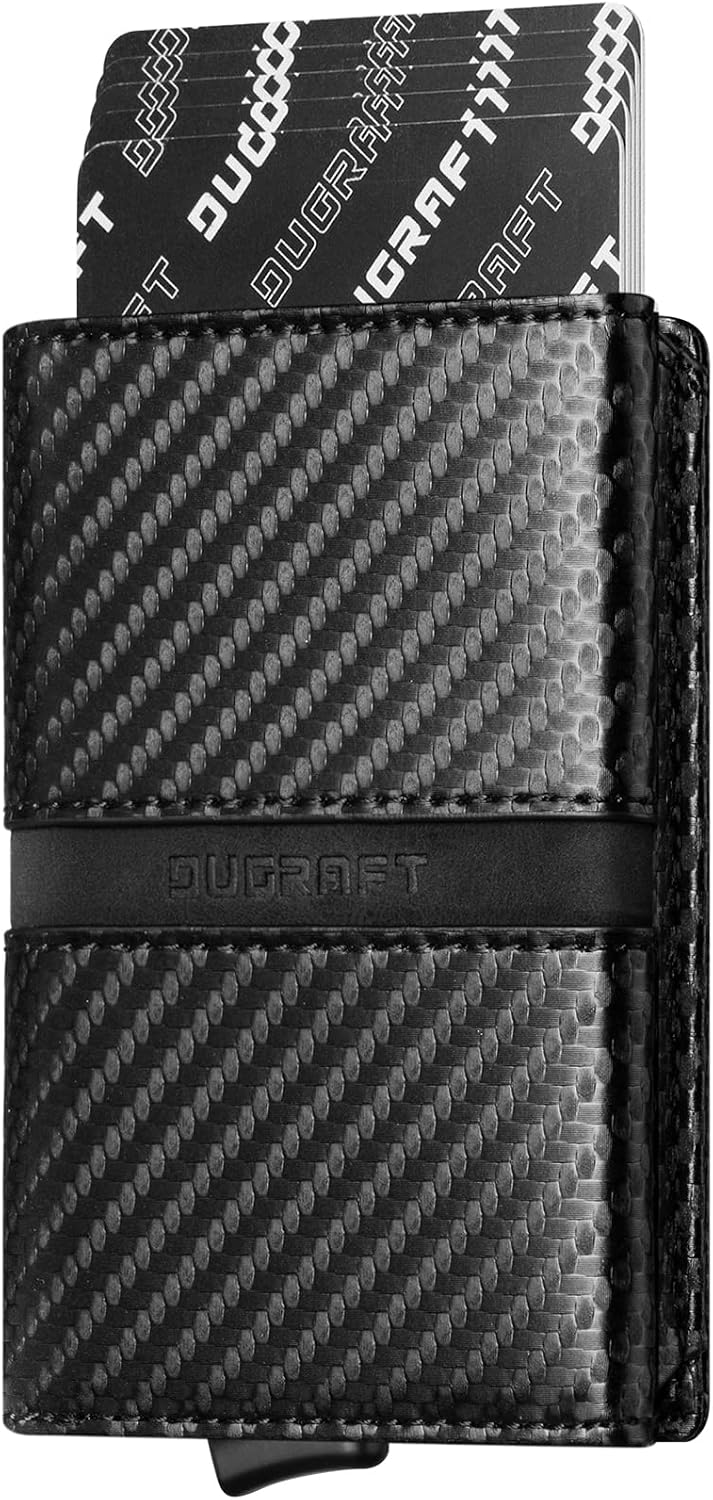 Detalle de DUGRAFT Mens Leather Wallet RFID Blocking with Pop Up Card Ejector, ID Window and 4 Extra Slots