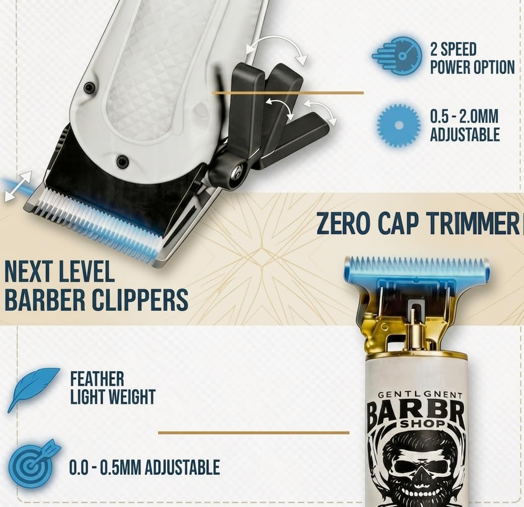 Detalle de Hair Clippers for Men: Cordless Professional Set for Home and Barbershop Use