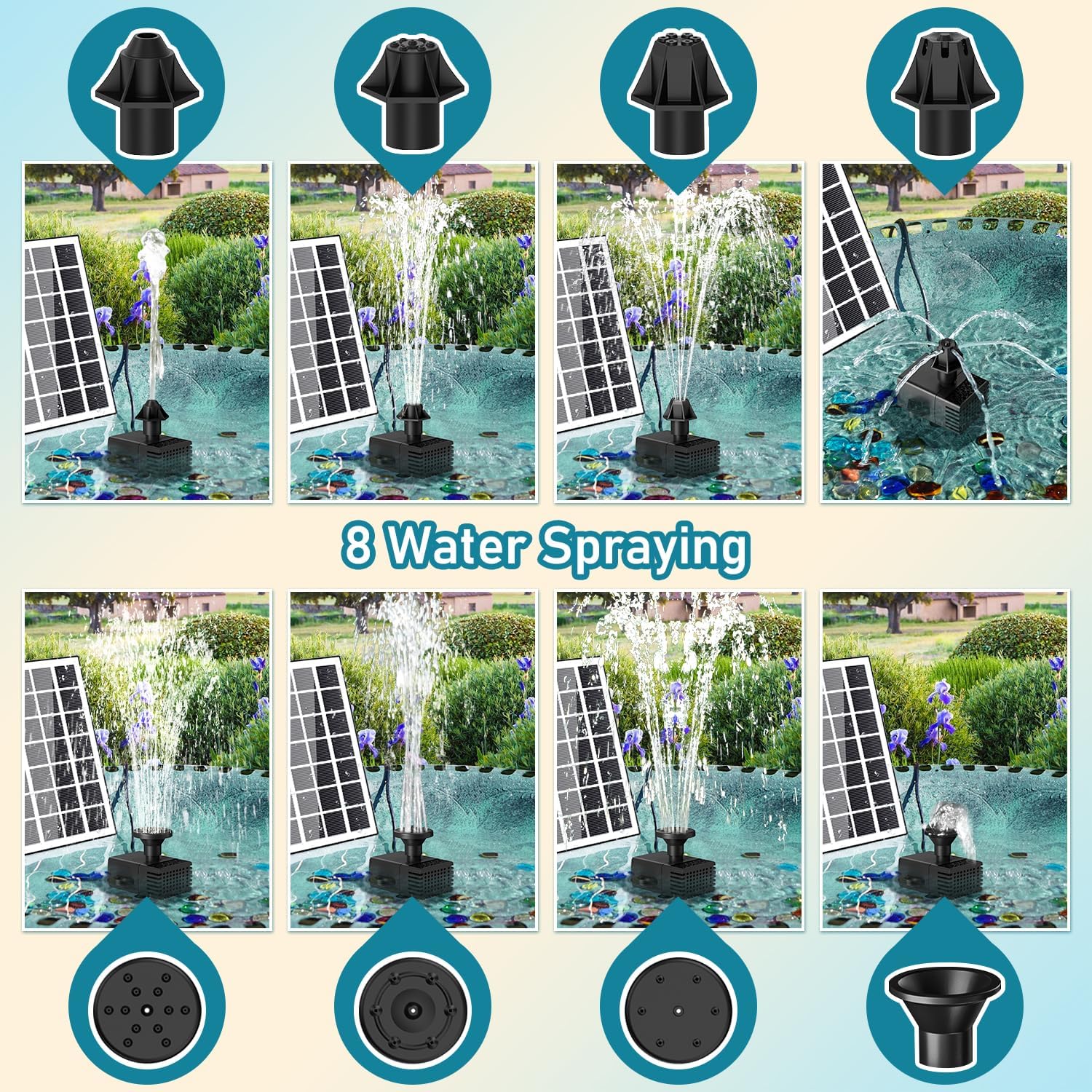 Thumbnail 4 de SZMP 2 in 1 Detachable Floating Solar Fountain Kit (3.5W) – DIY water pump for bird bath and garden features