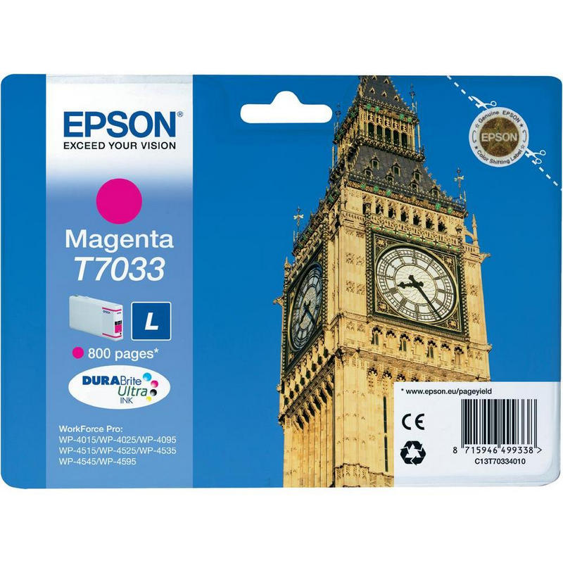 Detalle de Cartucho Epson T7033 L Magenta para WP-4000/4500: rendimiento y compatibilidad fiables