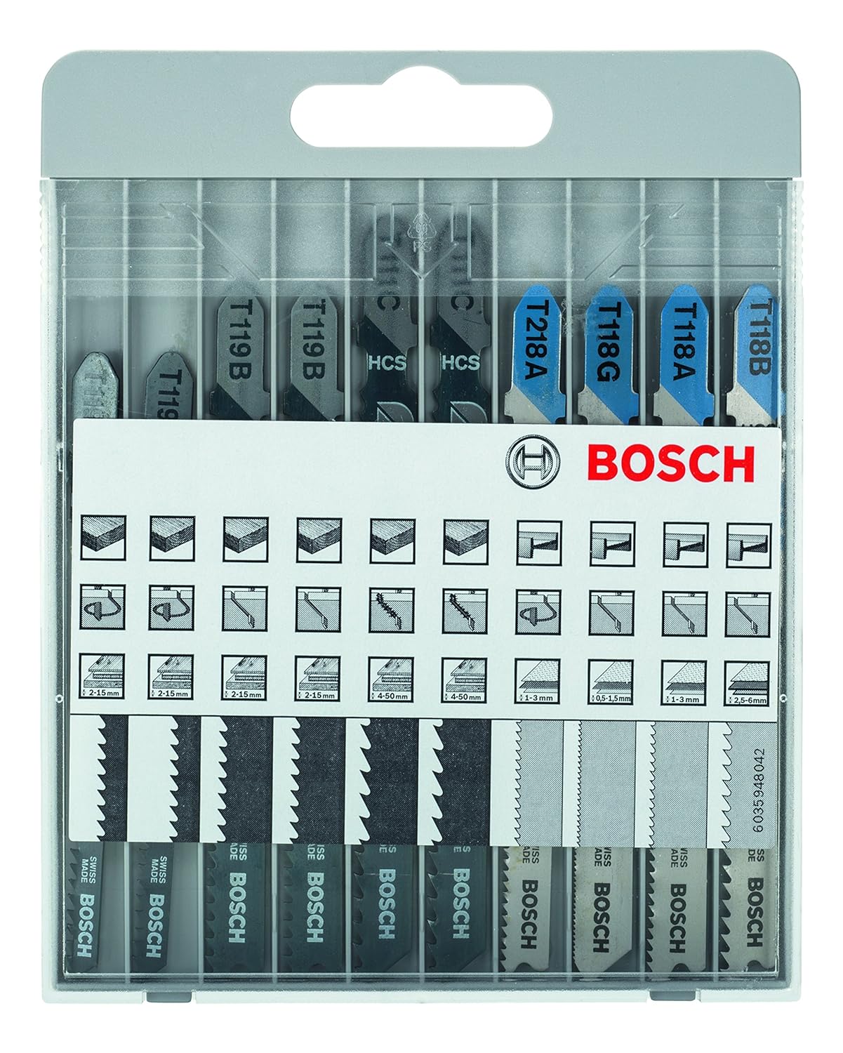 Thumbnail 1 de Bosch 10-Piece Basic Jigsaw Blade Set for Wood and Metal (T 119 BO, T 119 B, T 111 C, T 218 A, T 118 G, T 118 A, T 118 B)