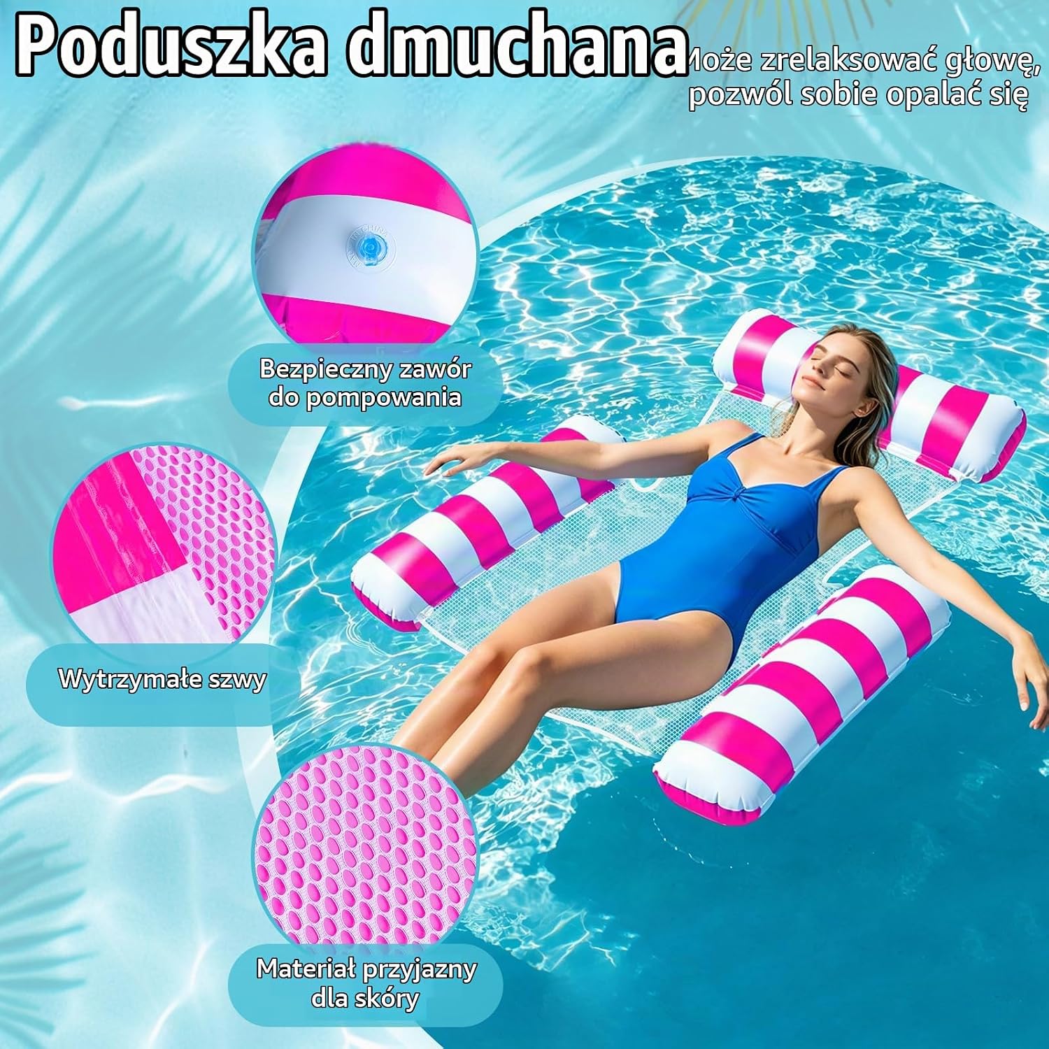Detalle 2 de Indrnif 47269 – dmuchany fotel do pływania XL z oparciem i podłokietnikami