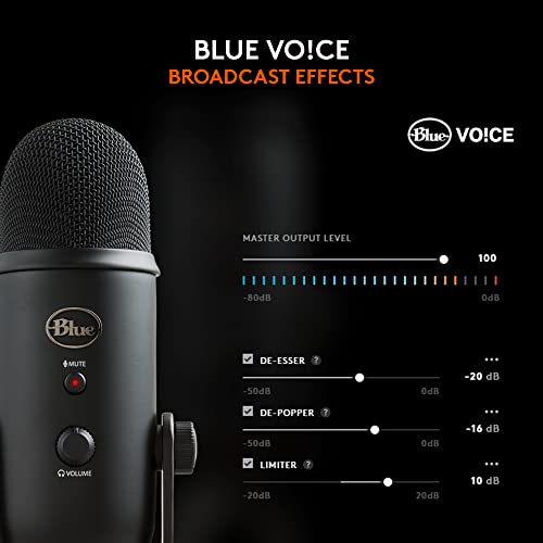 Thumbnail 4 de Logitech Creators Blue Yeti USB Microphone for PC & Mac (Blackout) with Blue VO!CE, 4 Pickup Patterns