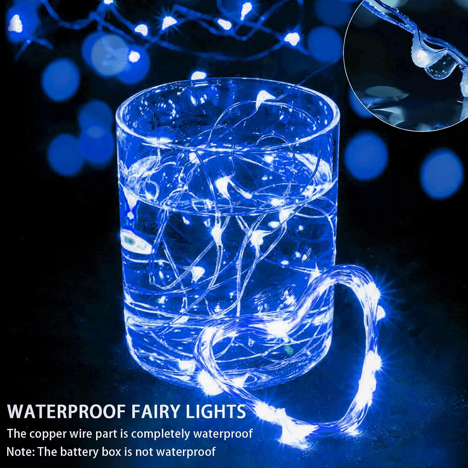 Thumbnail 3 de chzk D11-UG-V8A4 12-Pack Blue Fairy Lights, 7 ft, 20 LEDs, 3 Modes