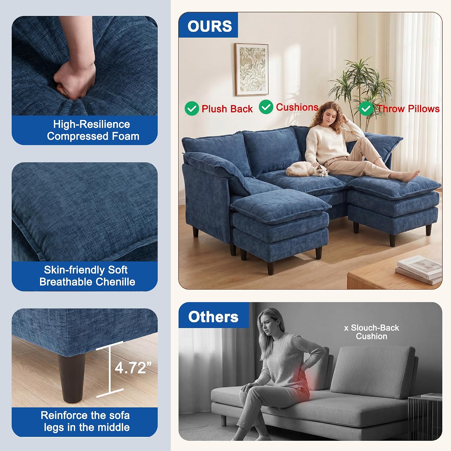 Thumbnail 6 de MUDANT U-Shaped Sofa 69-Inch