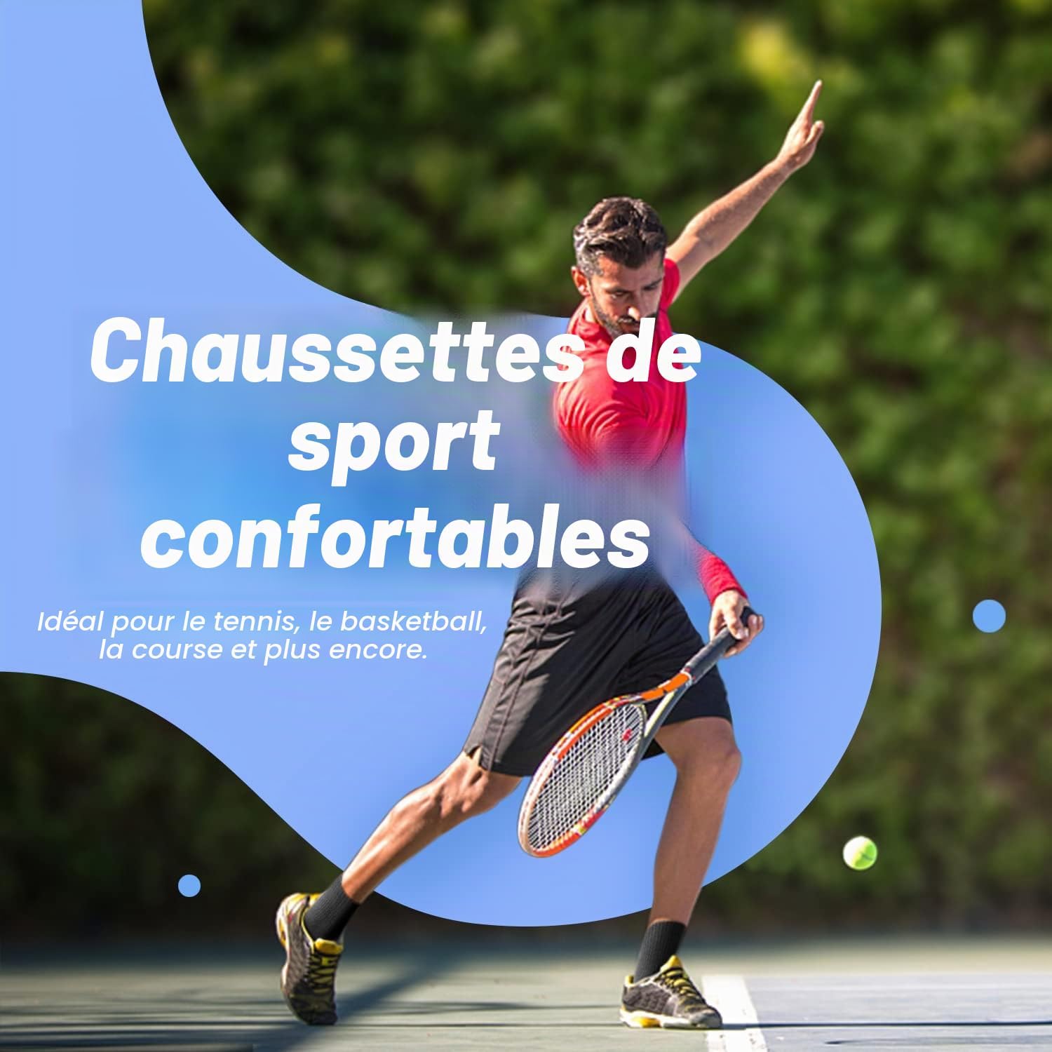 Detalle de TUUHAW Chaussettes sport coton éponge – lot 6/12, respirantes et amorties, OEKO-TEX