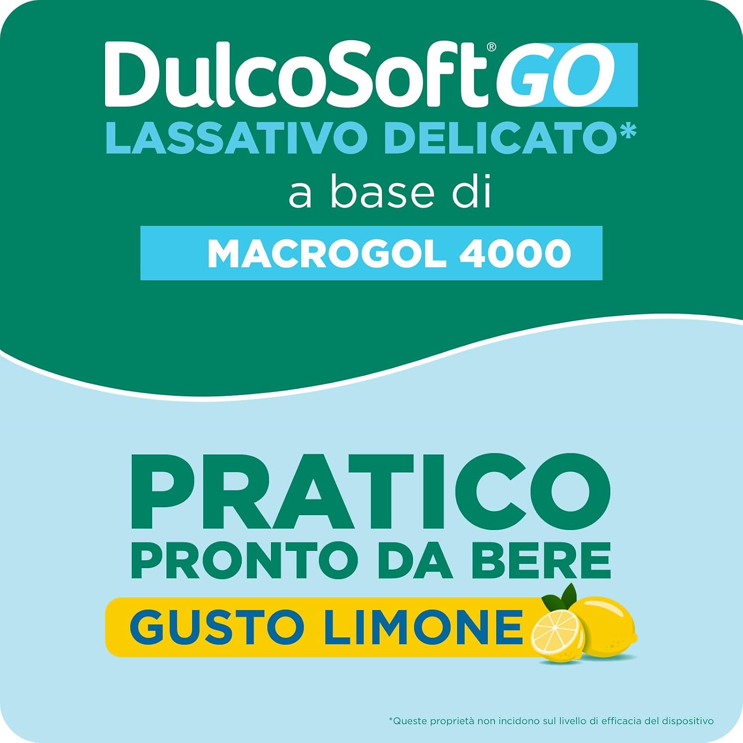 Detalle de DulcoSoft GO Lassativo Delicato con Macrogol 4000 – Stick 20, gusto limone