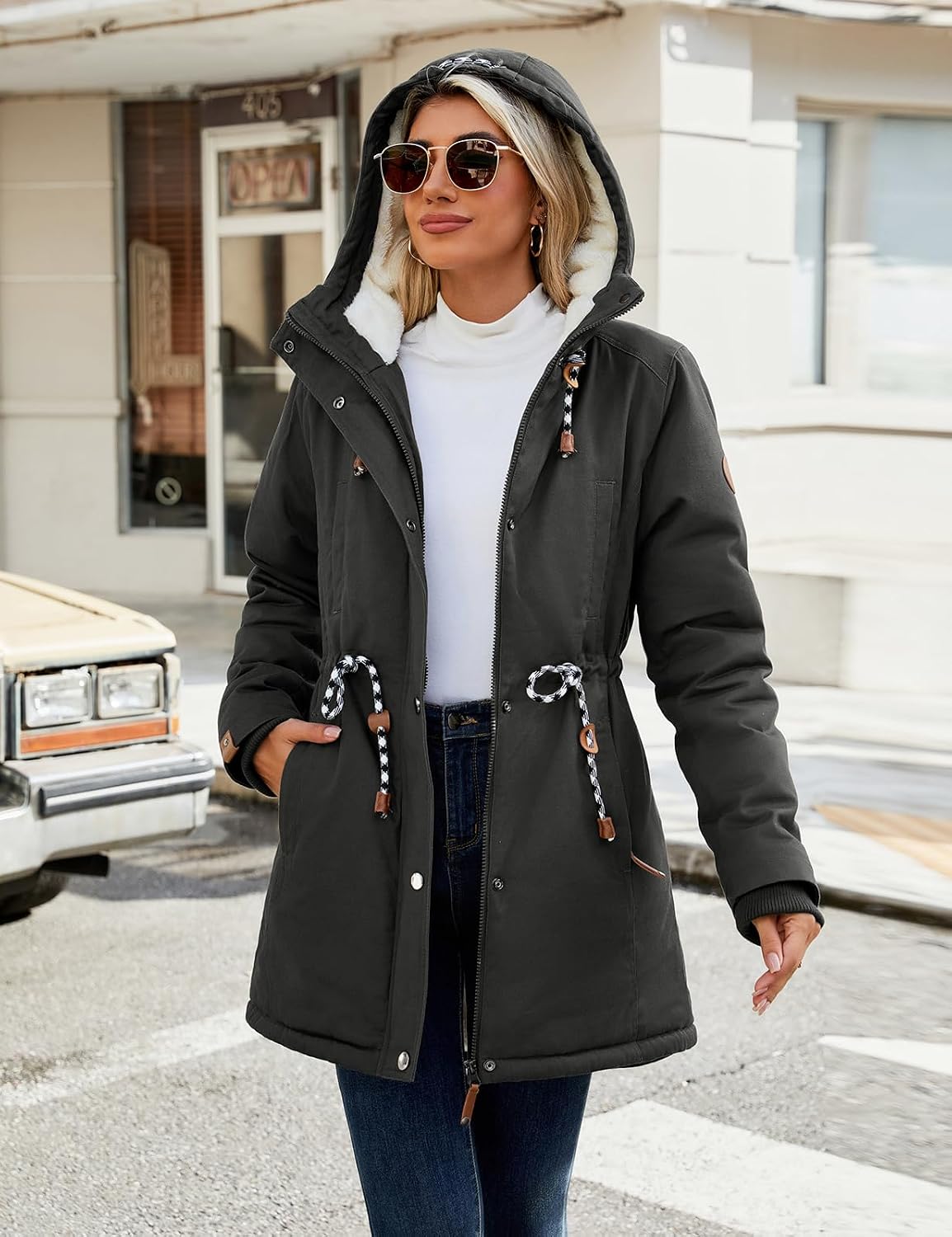 Detalle de Xnova Women’s Winter Fleece-Lined Cotton Parka Jacket with Hood