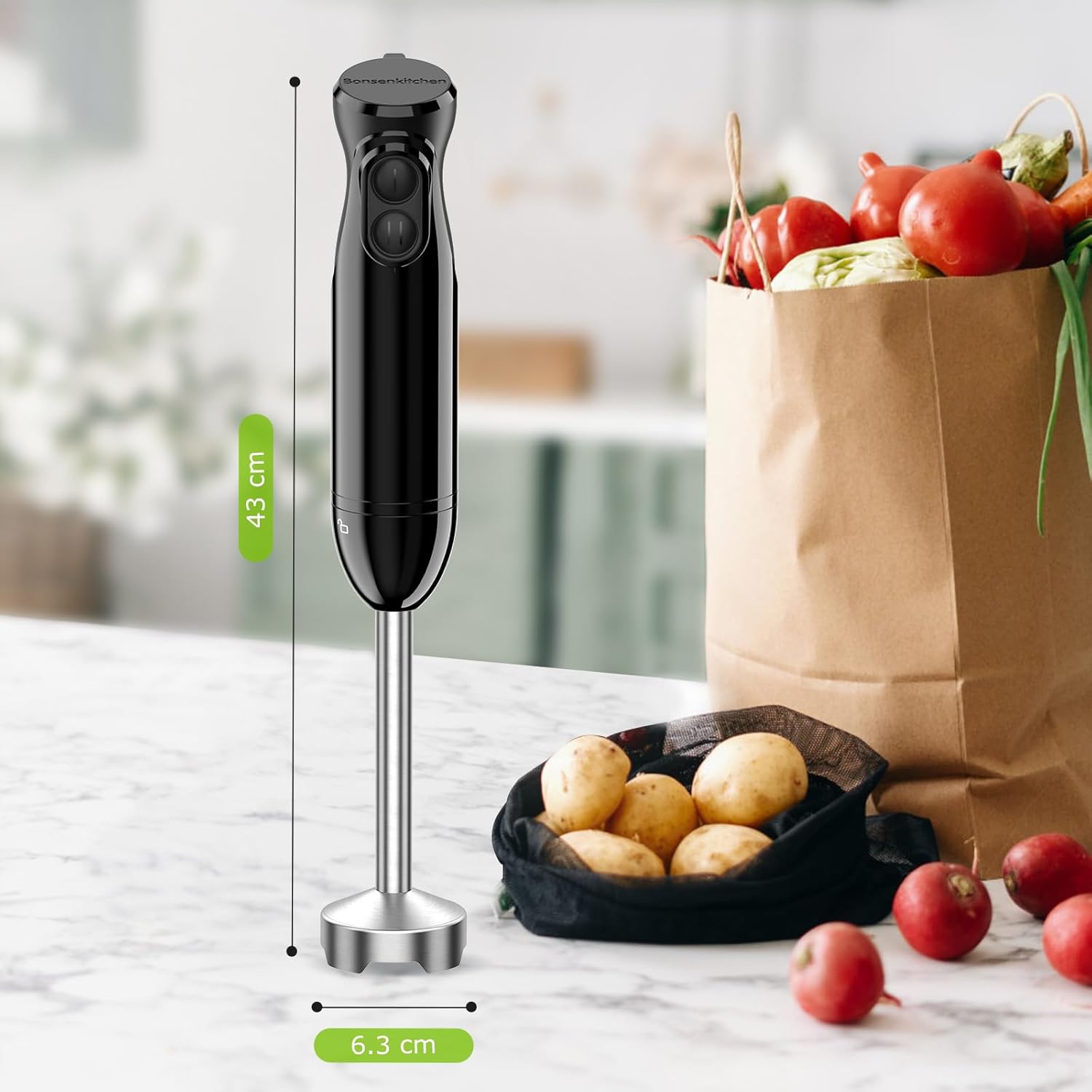 Detalle de Bonsenkitchen frullatore a immersione 1000 W