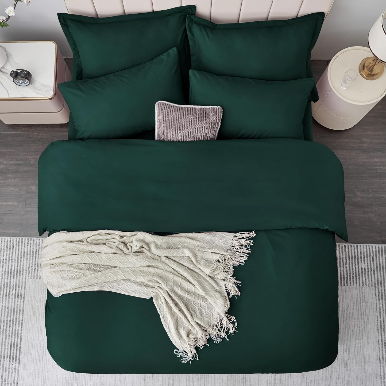 Thumbnail 4 de Aisbo Emerald Green Double Duvet Covers Set – 3-Piece Bedding for Double Bed