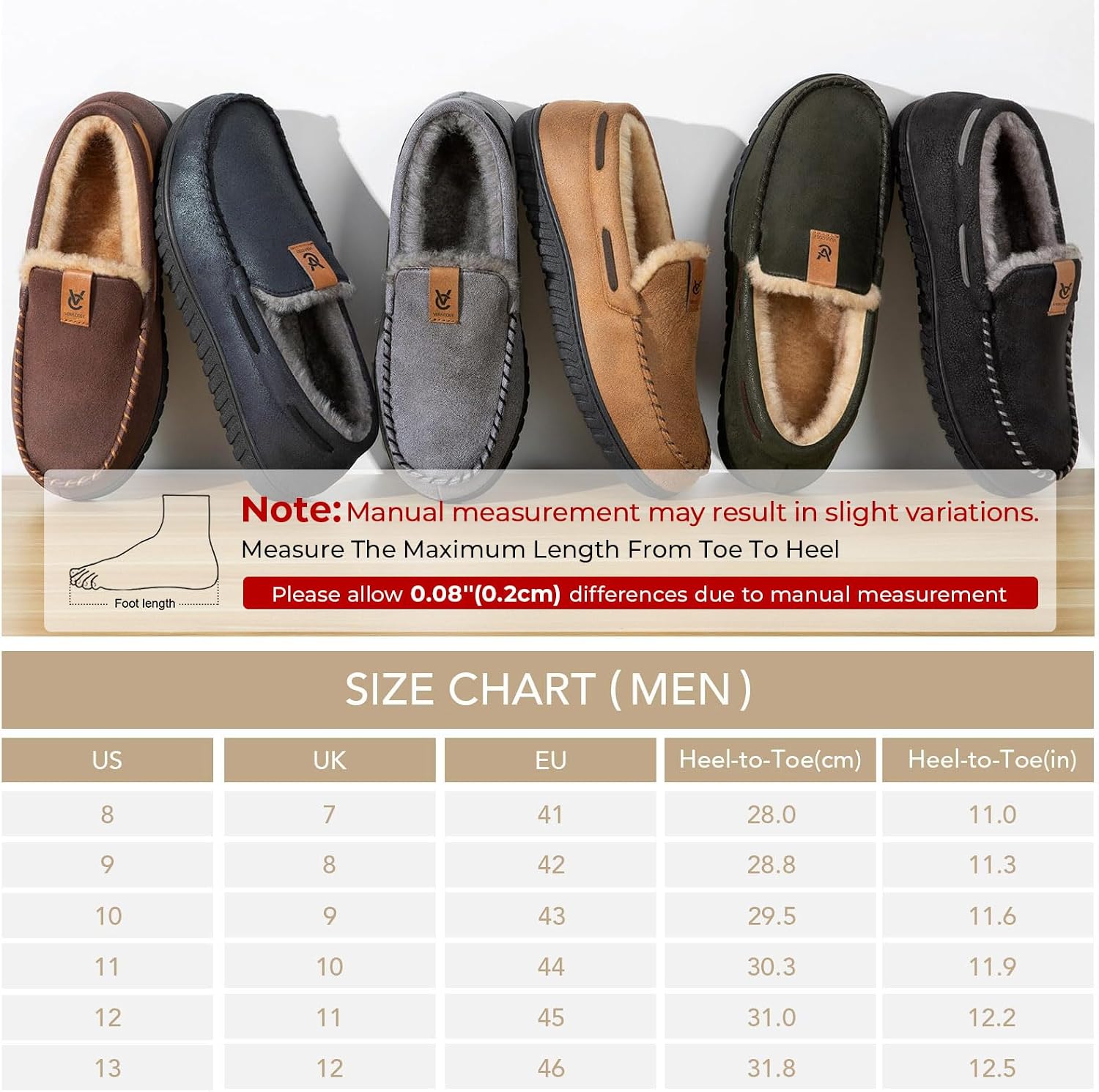Thumbnail 6 de VeraCosy Men's Classic Moccasin Slippers 1 size up