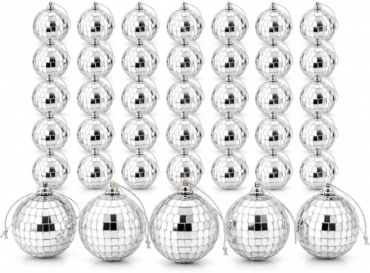 Detalle de YD Youdepot 40-Pack 2-Inch Silver Mirror Disco Ball Ornaments
