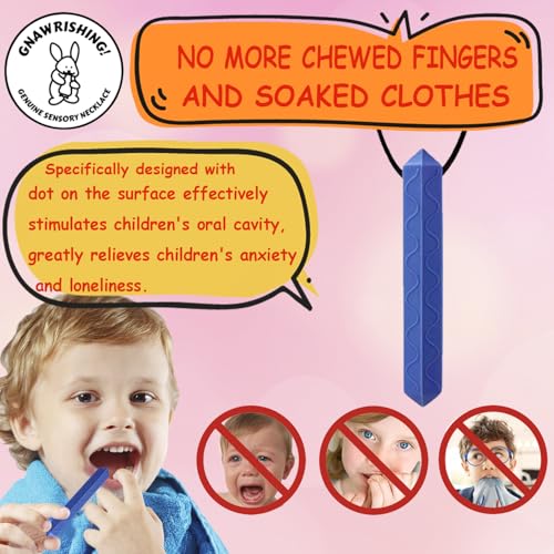 Detalle de GNAWRISHING Lot de 8 colliers sensoriels à mâcher – forme du diamant, silicone alimentaire sans BPA