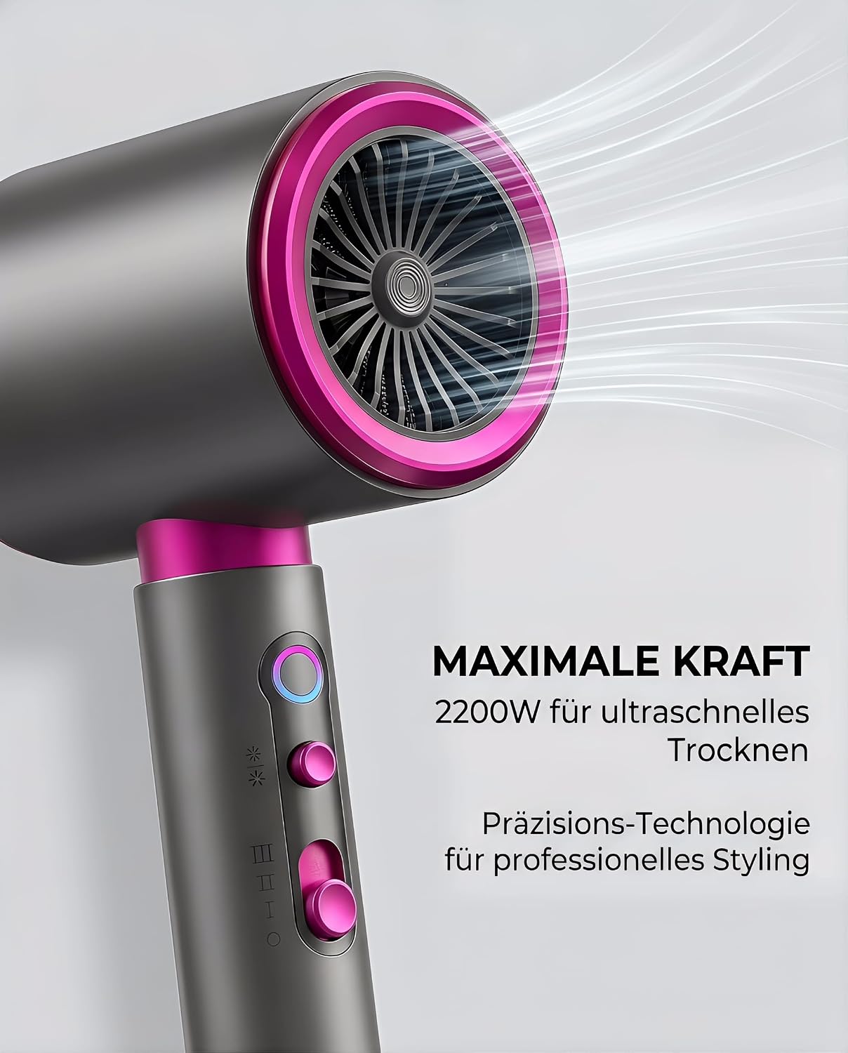 Detalle de DMTIVMG Haartrockner Ionen 2200W: Schnelles Trocknen, Diffusor und Konzentrator – ideal für unterwegs