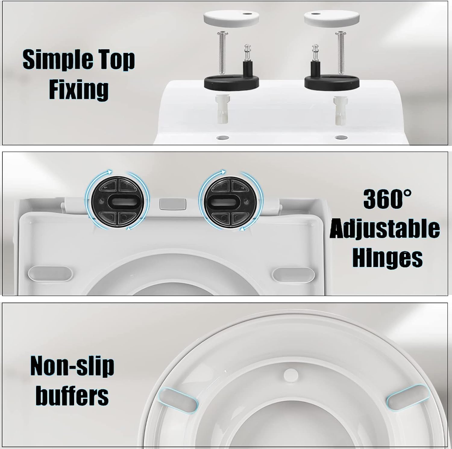 Thumbnail 6 de D Shape Family Toilet Seat with Built‑In Child Seat – Soft Close, Quick Release, Adjustable Hinges (UK Compatible)