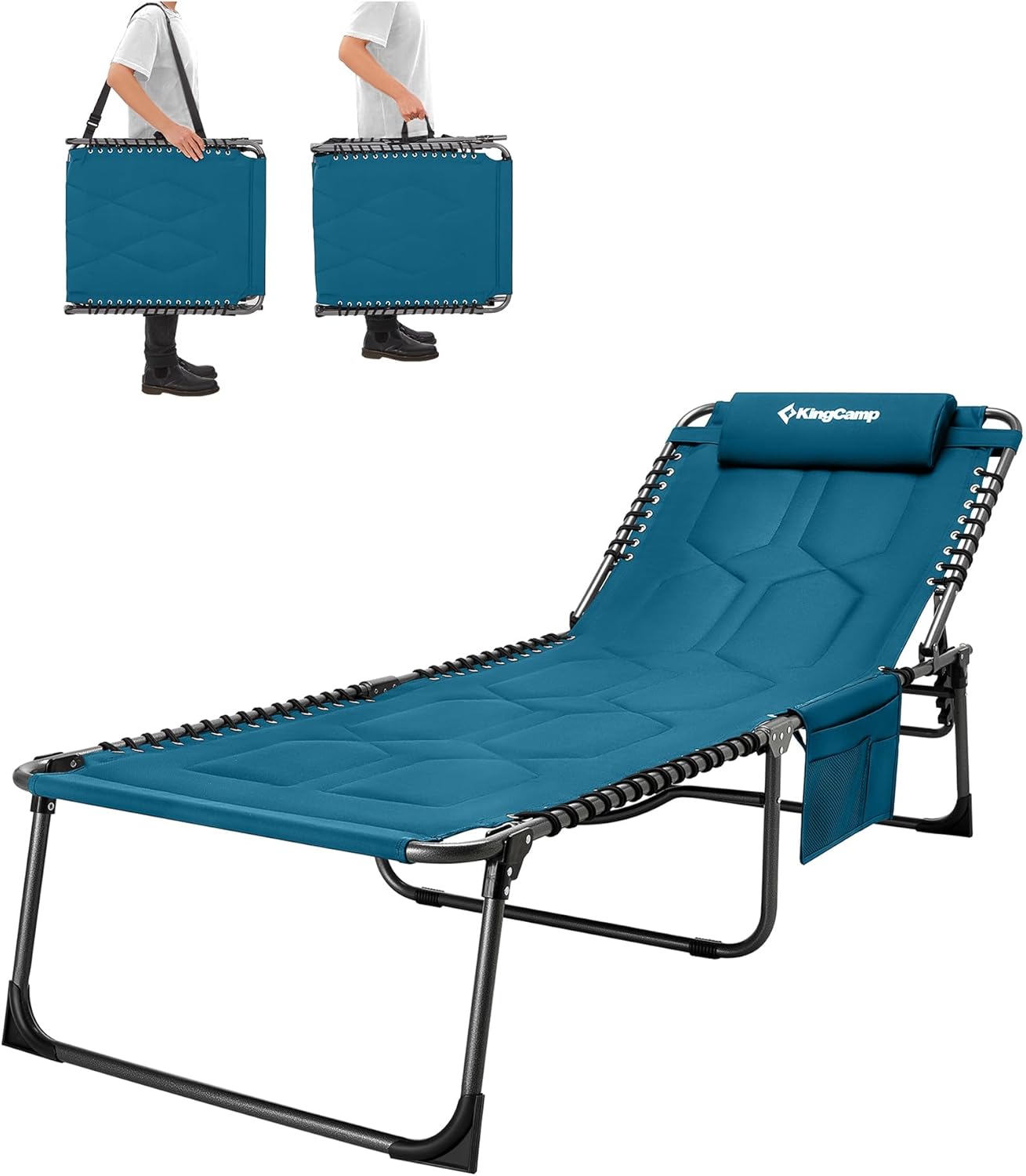 Detalle de KingCamp Übergroße Sonnenliege Klappbar 5‑Fach Verstellbar – 200 x 68 cm, bis 200 kg