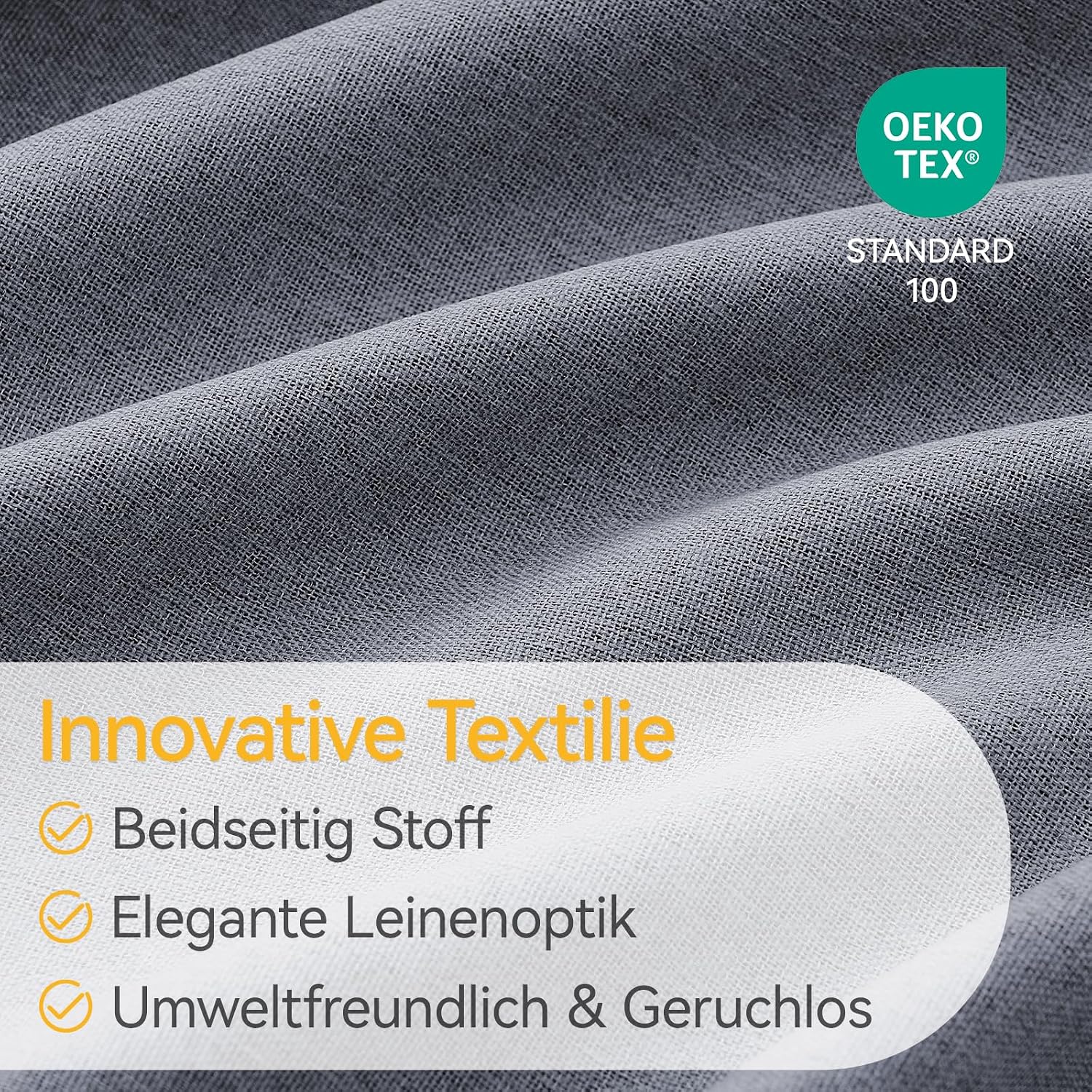 Detalle 2 de HushLoom verduisteringsgordijnen 140 x 175 cm, blauw, linnenlook en met oogjes