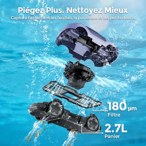 Thumbnail 3 de Robot Piscine Bocxi C5 — Aspirateur sans Fil, 180 min d’autonomie, Auto-Parking pour piscines jusqu’à 200 m²