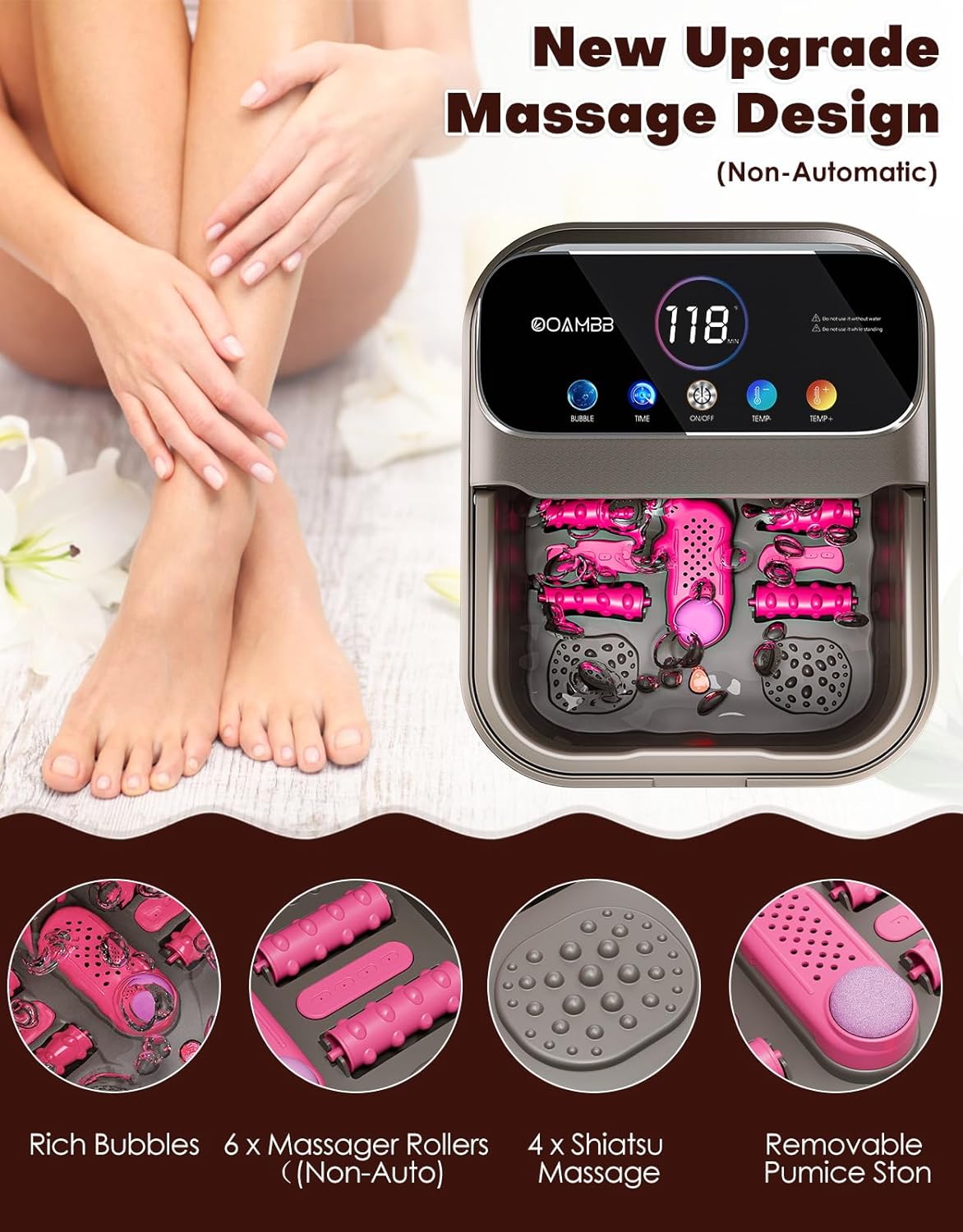 Thumbnail 2 de OOAMBB Foot Spa Massager 95°F-118°F