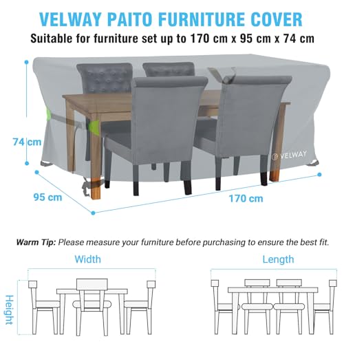 Thumbnail 5 de Velway Funda Impermeable para Muebles de Jardín 🌳 170x95x74cm