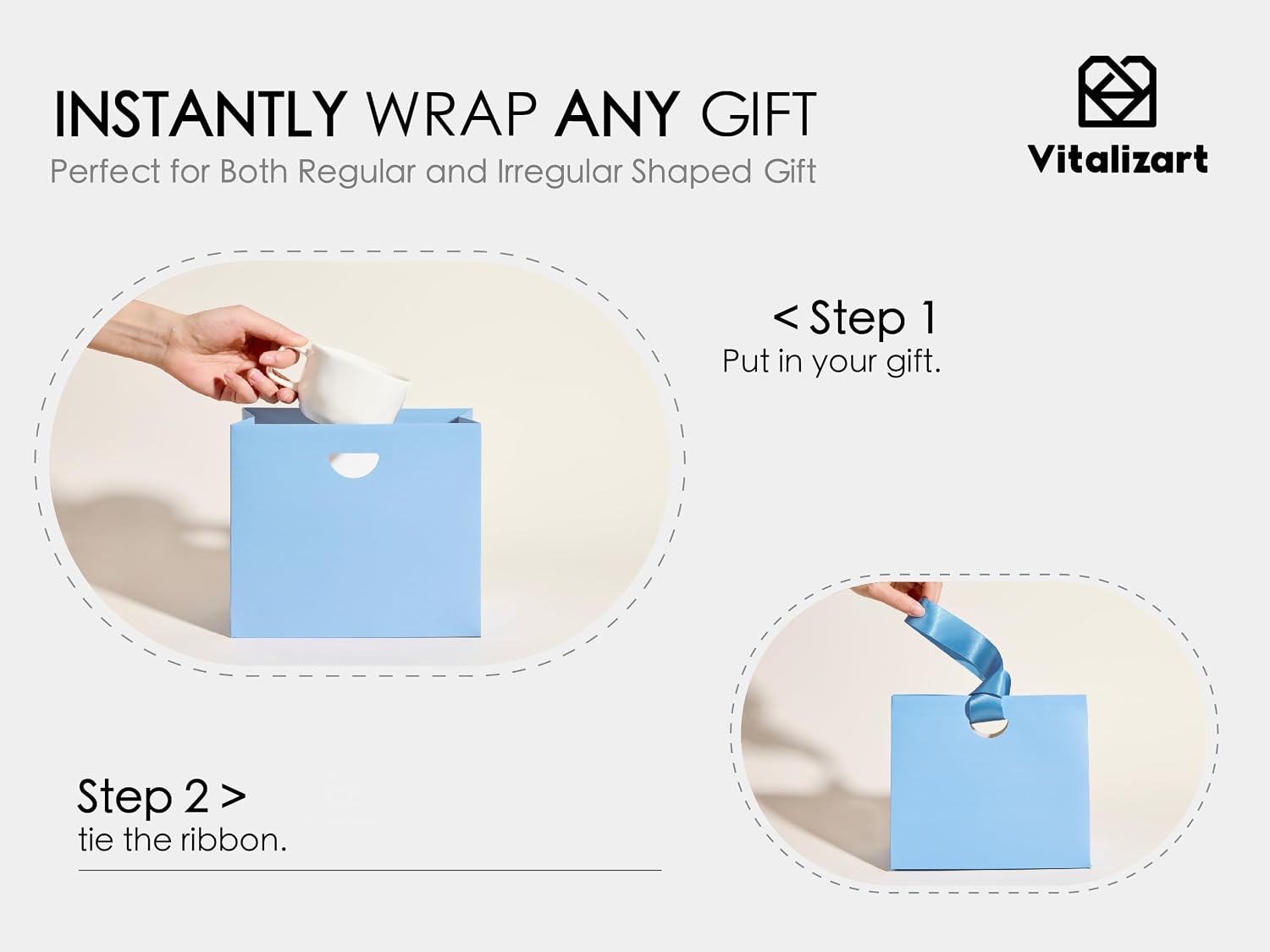 Thumbnail 3 de Vitalizart Paper Gift Bags With Ribbon Handles – Set of 10 Assorted Colors (7.87" x 3.54" x 7.09")