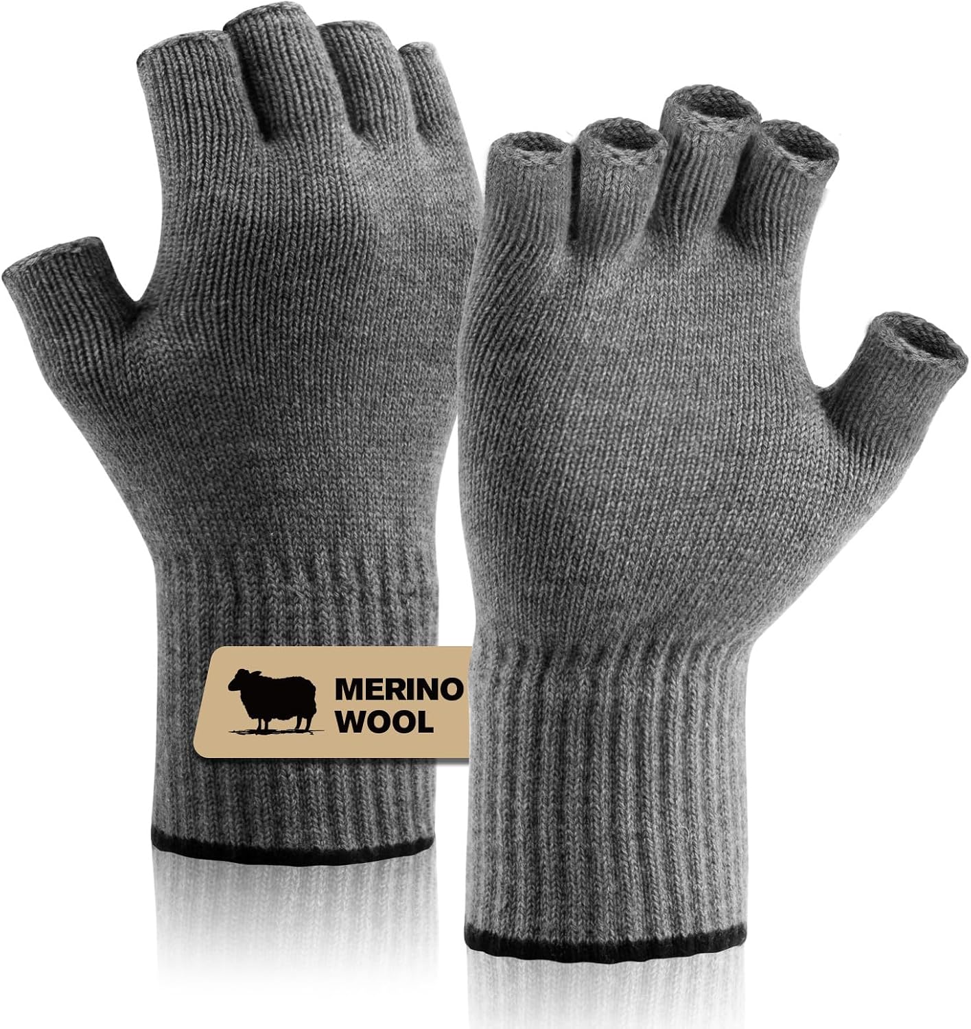 Detalle de SONORAN Merino Wool Fingerless Gloves with Stretch Knit and Windproof Cuffs