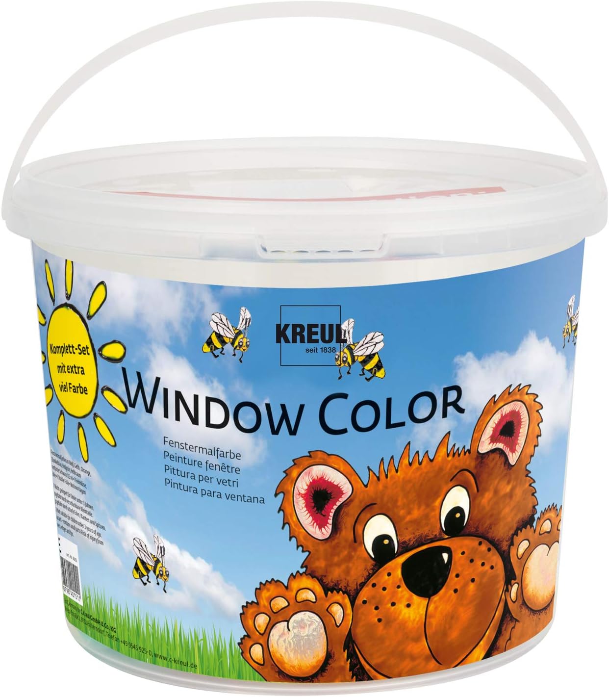 Detalle de KREUL 40151 Window Color Power Pack Ours – peintures pour fenêtres brillantes, contour noir et 2 films, 8 flacons