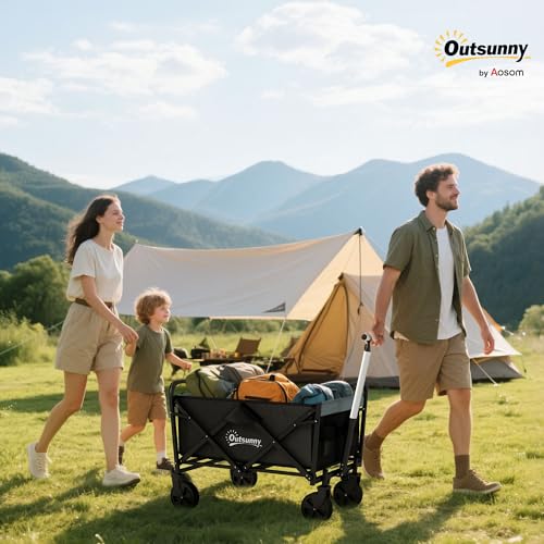 Detalle 2 de Outsunny Carro Plegable con Ruedas Grandes: transporte práctico para playa, compras y camping